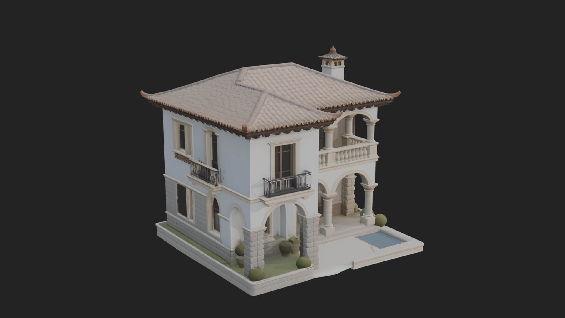 Mediterranean Villa House Design 3 3D Print Model 3D Model