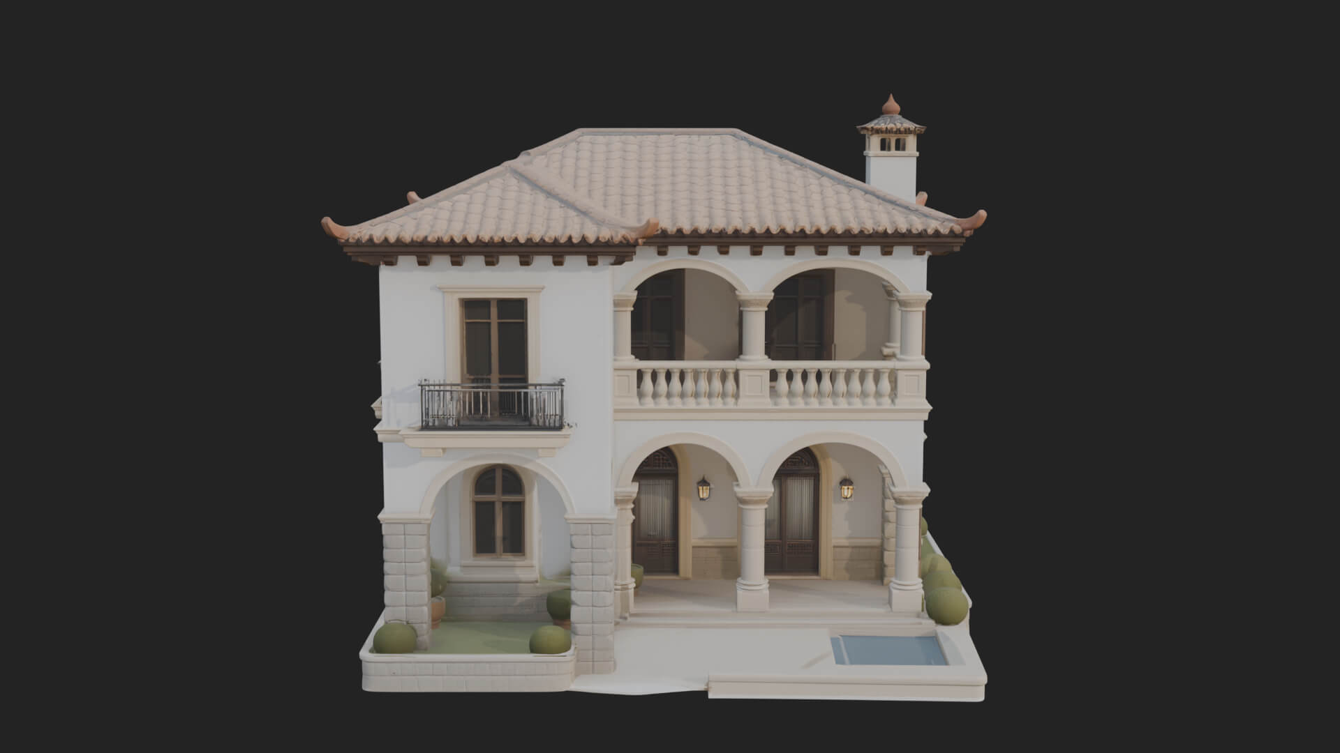 Mediterranean Villa House Design 3 3D Print Model 3D Model