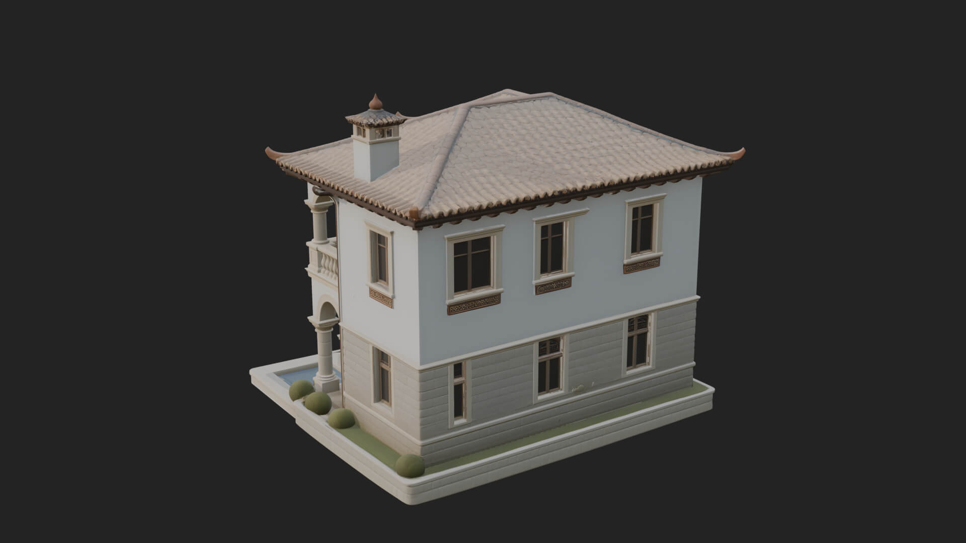 Mediterranean Villa House Design 3 3D Print Model 3D Model