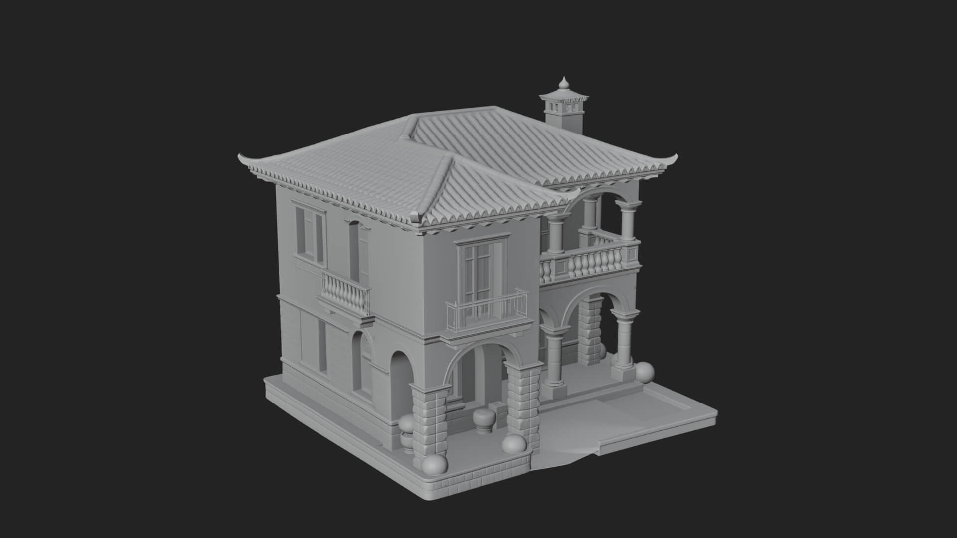 Mediterranean Villa House Design 3 3D Print Model 3D Model