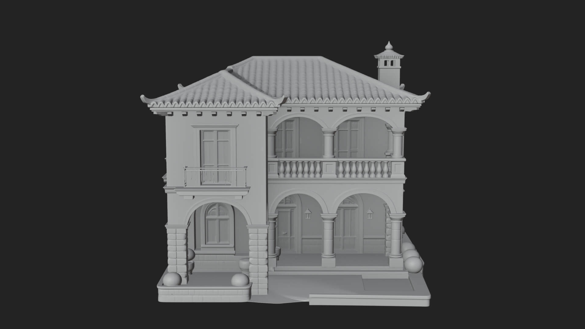 Mediterranean Villa House Design 3 3D Print Model 3D Model