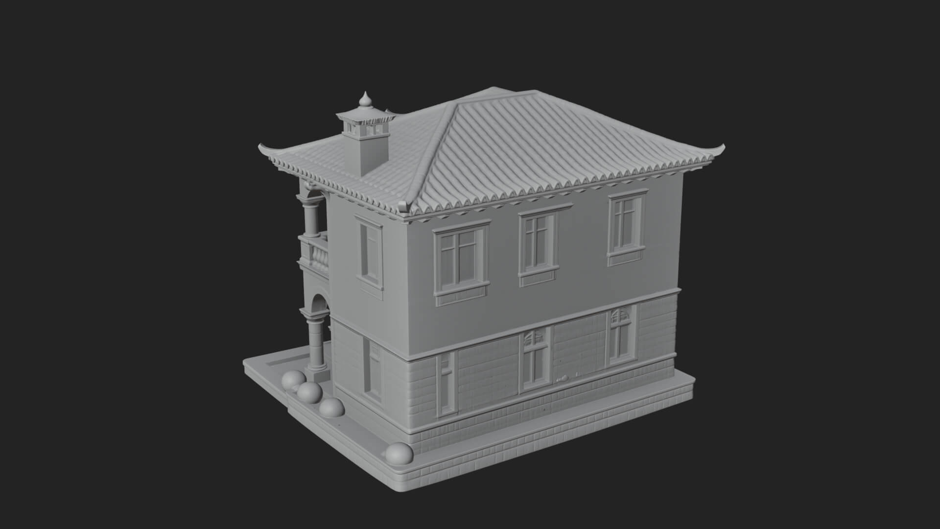 Mediterranean Villa House Design 3 3D Print Model 3D Model