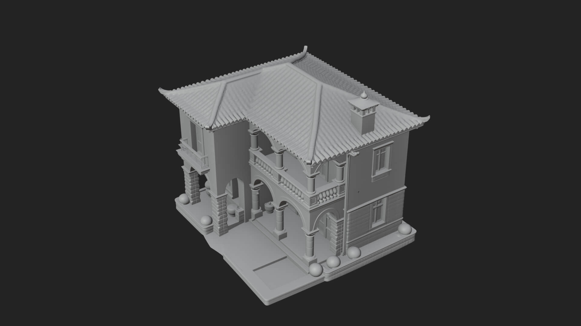 Mediterranean Villa House Design 3 3D Print Model 3D Model