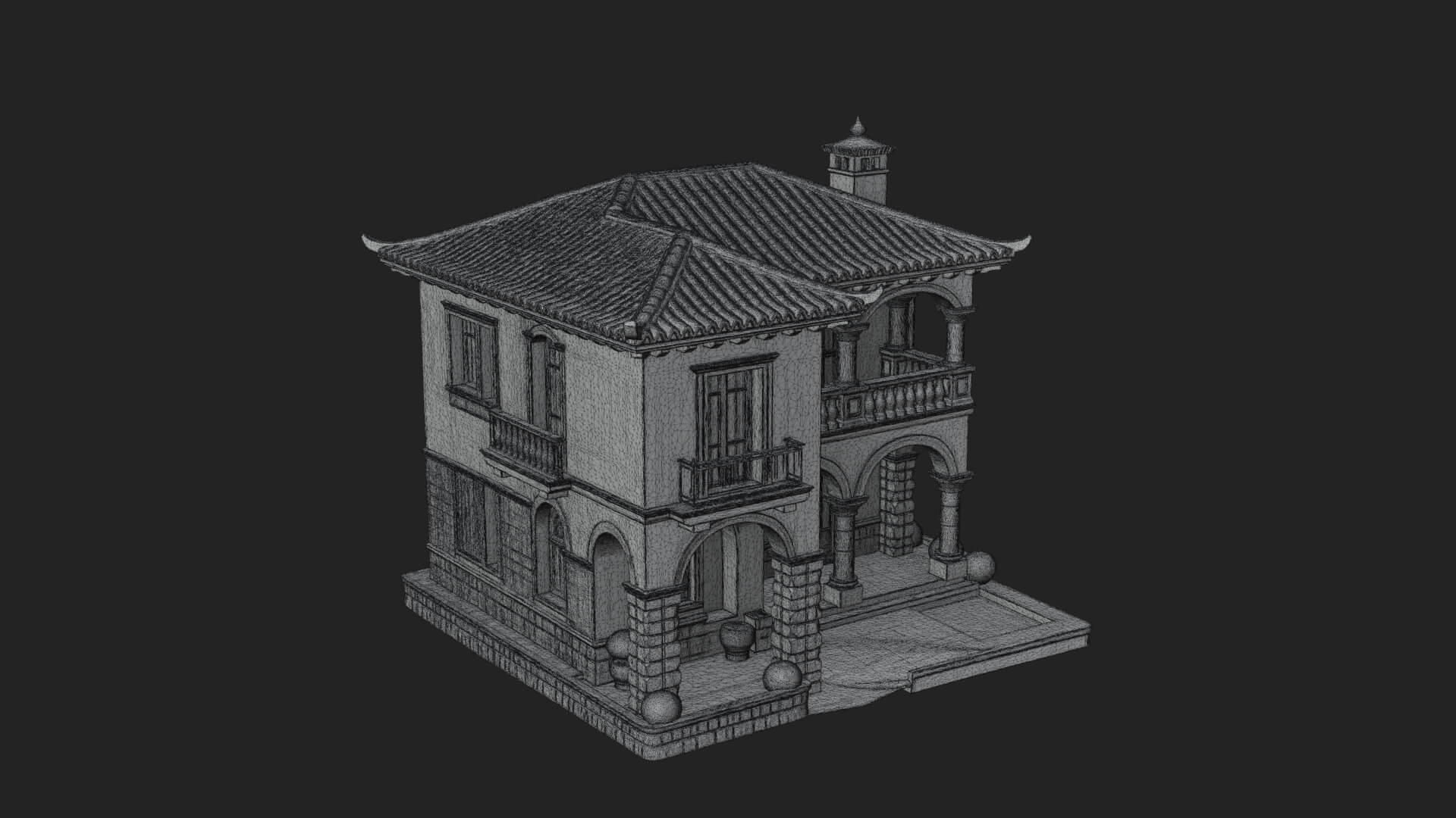 Mediterranean Villa House Design 3 3D Print Model 3D Model
