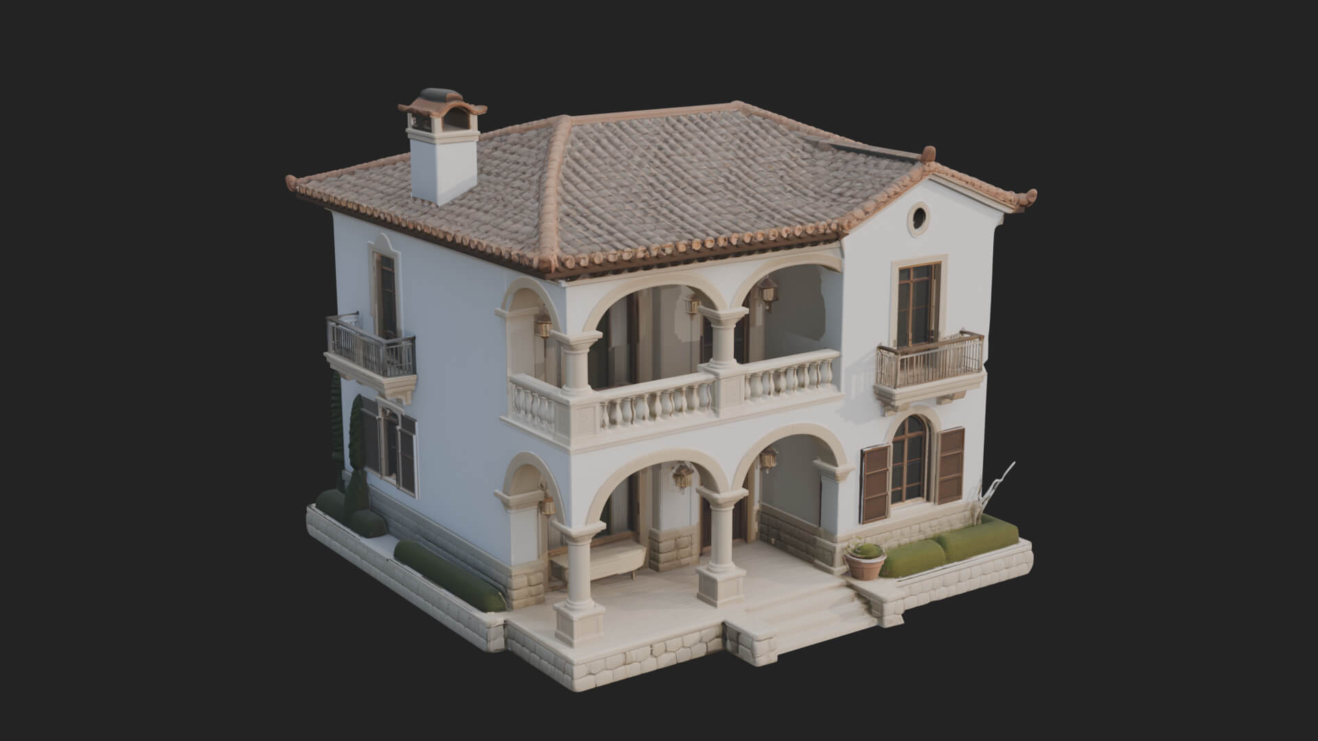 Mediterranean Villa House Design 4 3D Print Model 3D Model