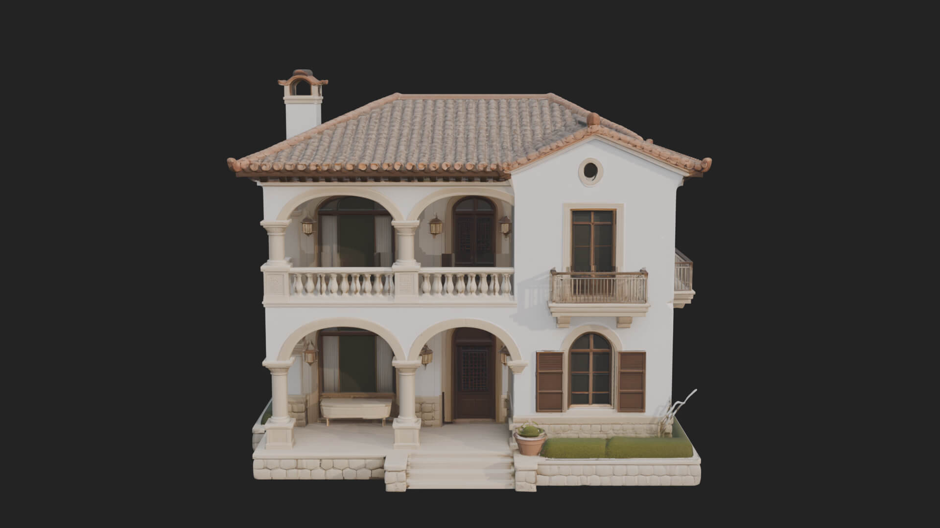 Mediterranean Villa House Design 4 3D Print Model 3D Model