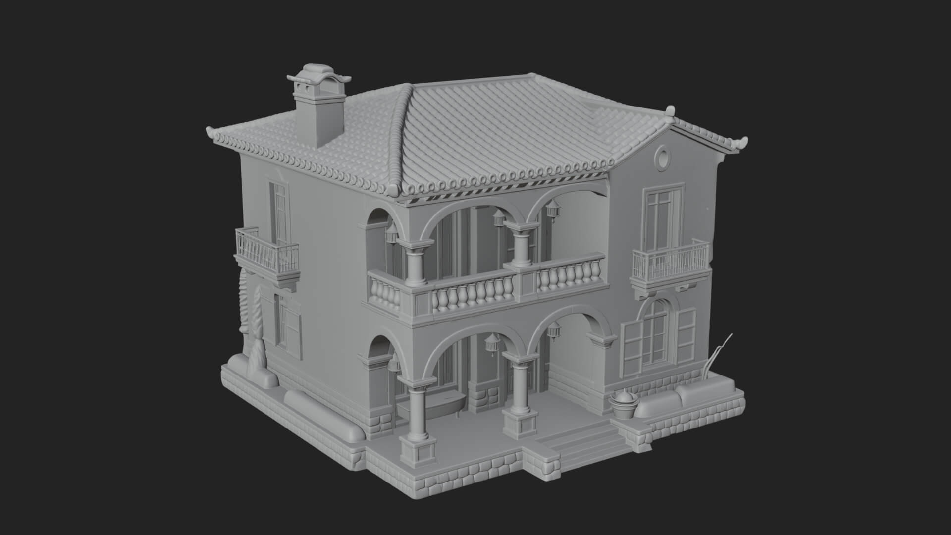 Mediterranean Villa House Design 4 3D Print Model 3D Model
