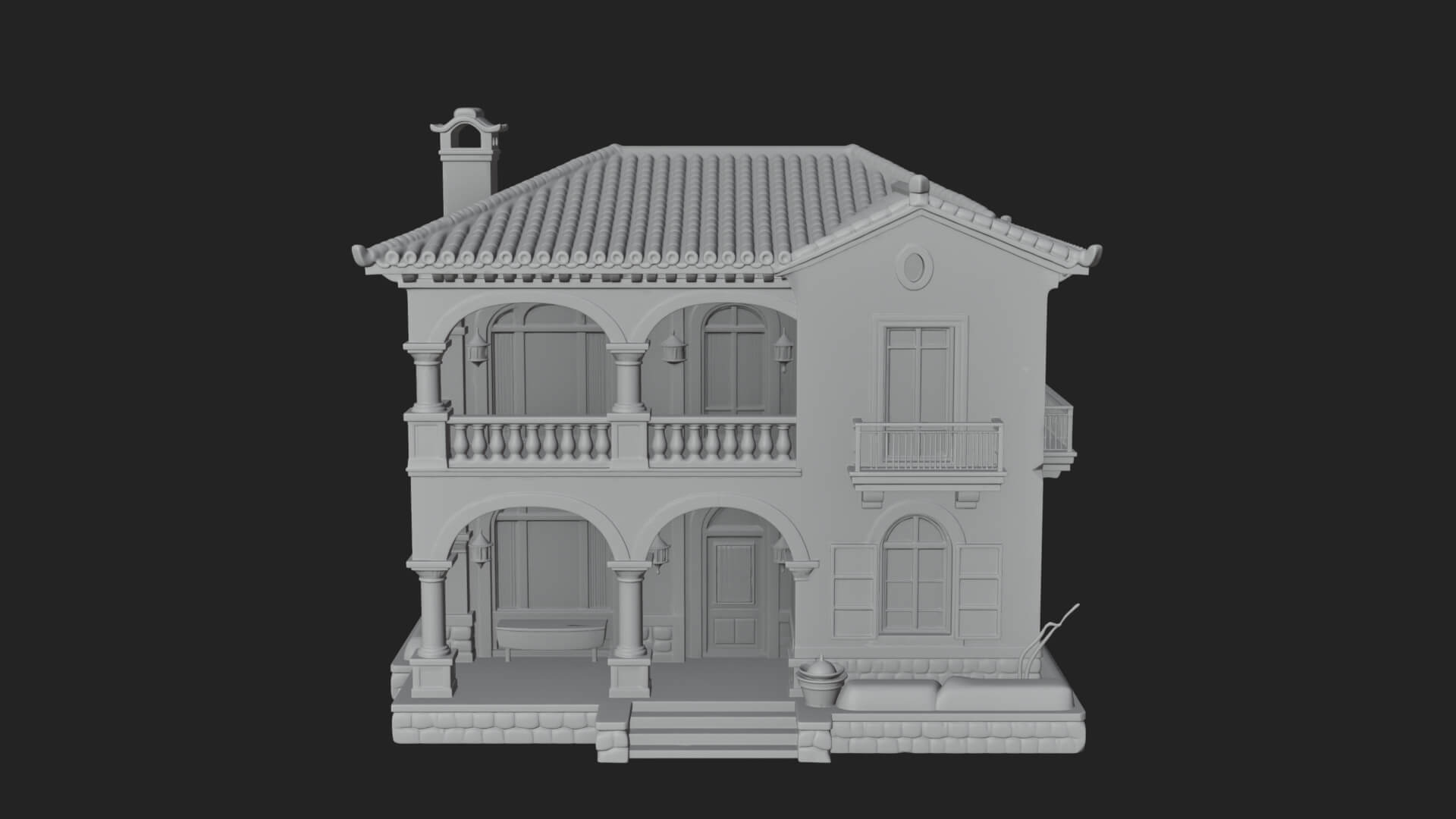 Mediterranean Villa House Design 4 3D Print Model 3D Model