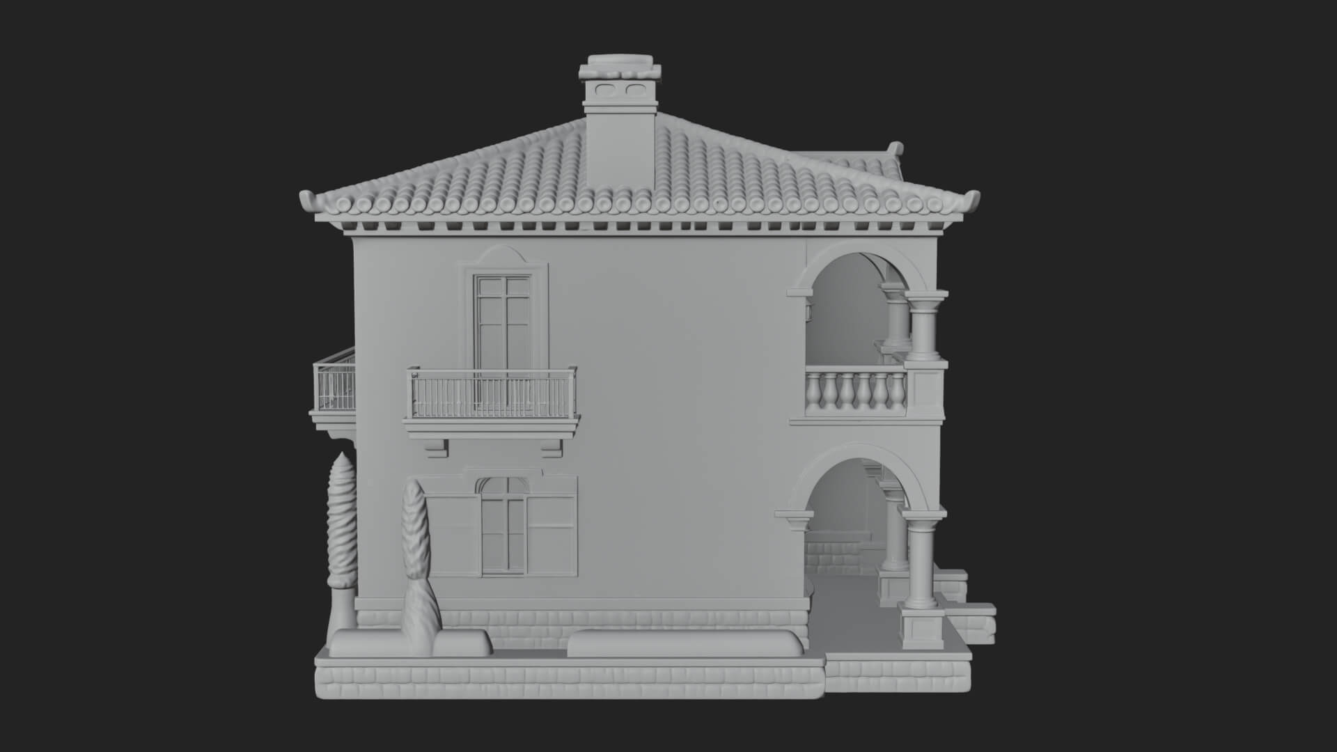 Mediterranean Villa House Design 4 3D Print Model 3D Model