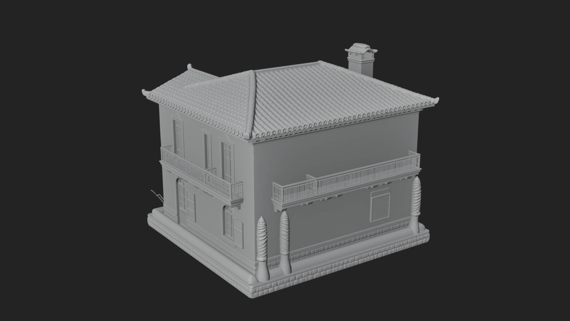 Mediterranean Villa House Design 4 3D Print Model 3D Model