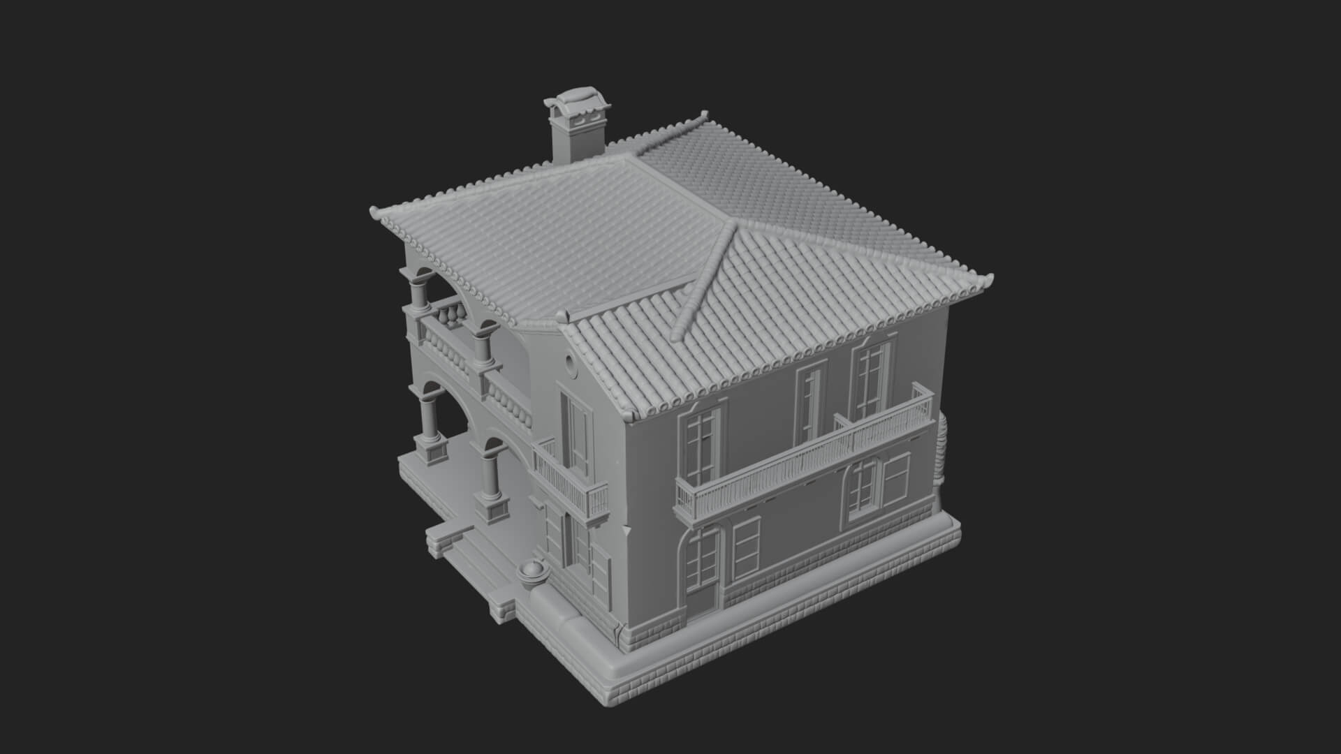 Mediterranean Villa House Design 4 3D Print Model 3D Model