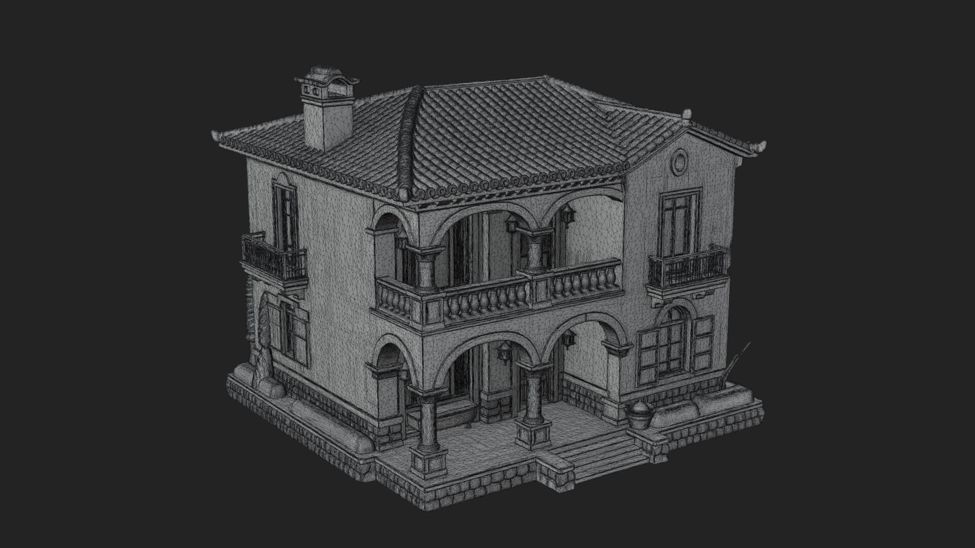 Mediterranean Villa House Design 4 3D Print Model 3D Model