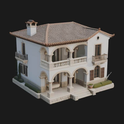 Mediterranean Villa House Design 4 3D Print Model