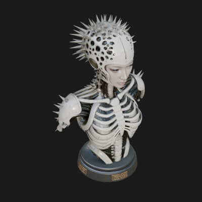 Medusa Cyborg Bust Statue Design 3 3D Print Model