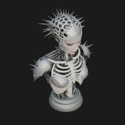 Medusa Cyborg Bust Statue Design 4 3D Print Model
