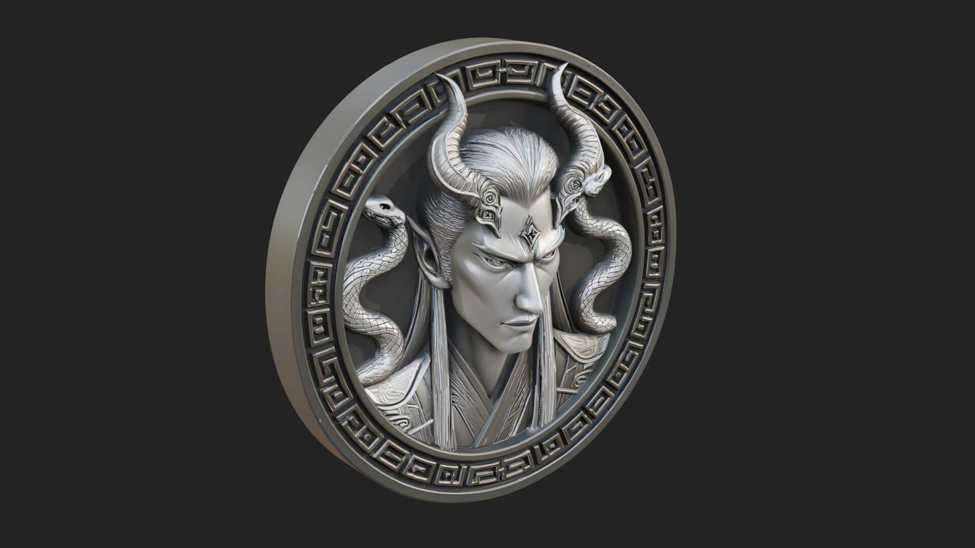 Medusa Oval Relief Plaque Design 2 3D Print Model 3D Model