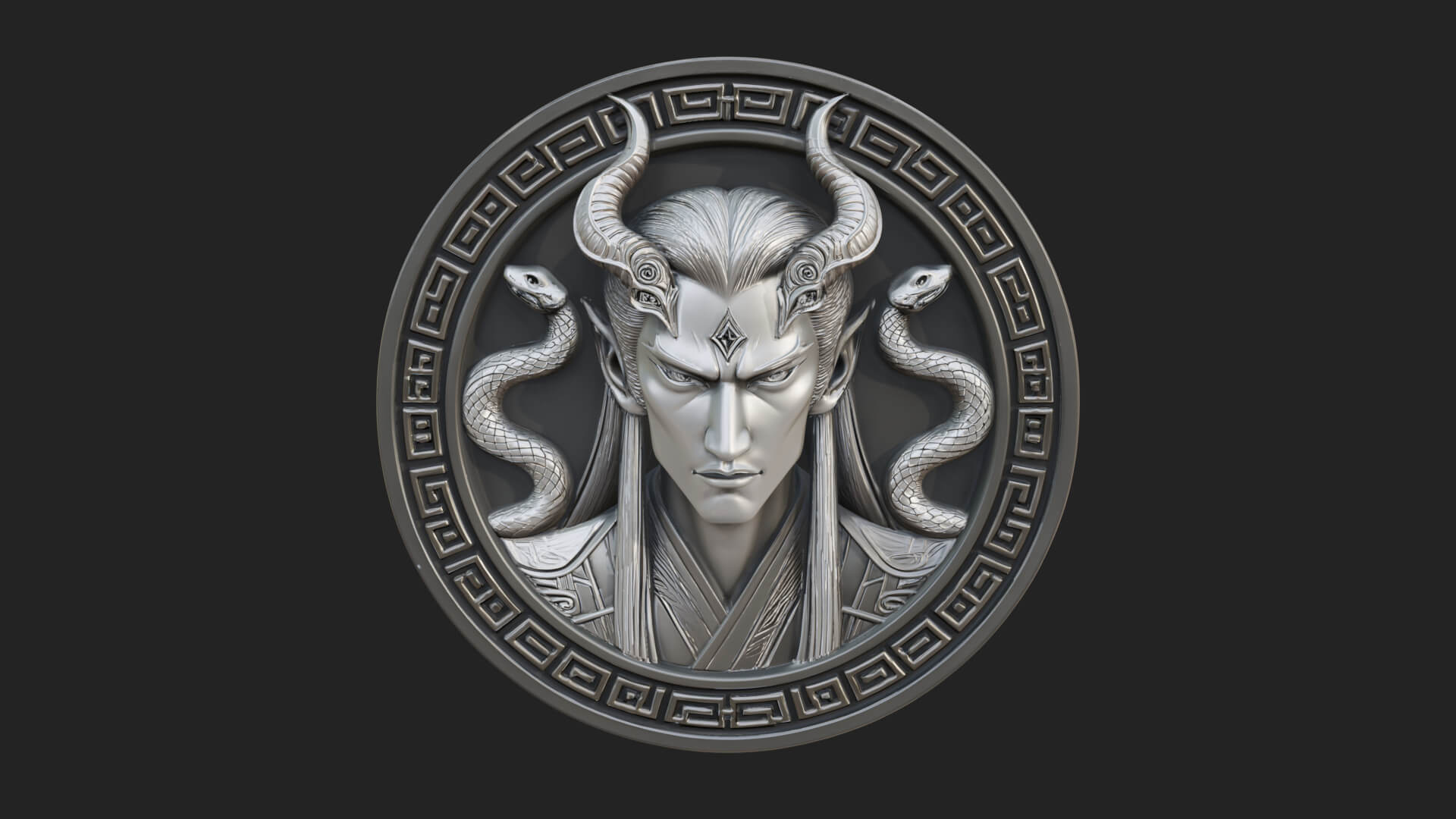 Medusa Oval Relief Plaque Design 2 3D Print Model 3D Model