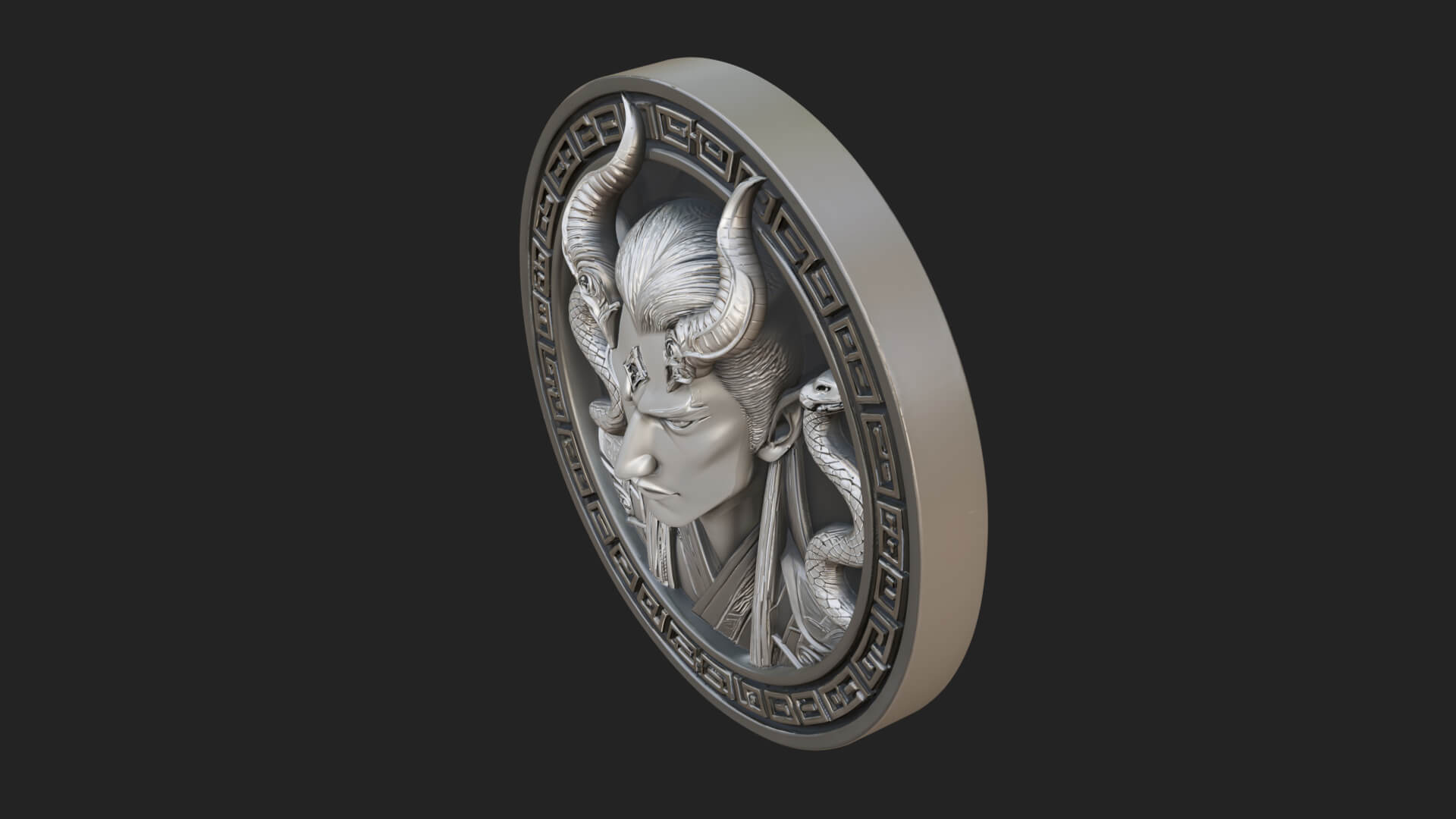 Medusa Oval Relief Plaque Design 2 3D Print Model 3D Model