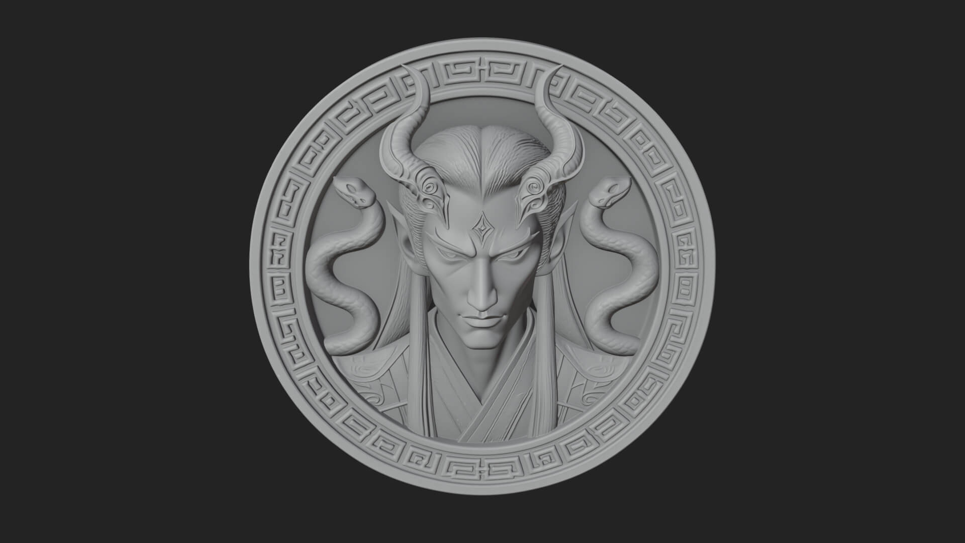 Medusa Oval Relief Plaque Design 2 3D Print Model 3D Model