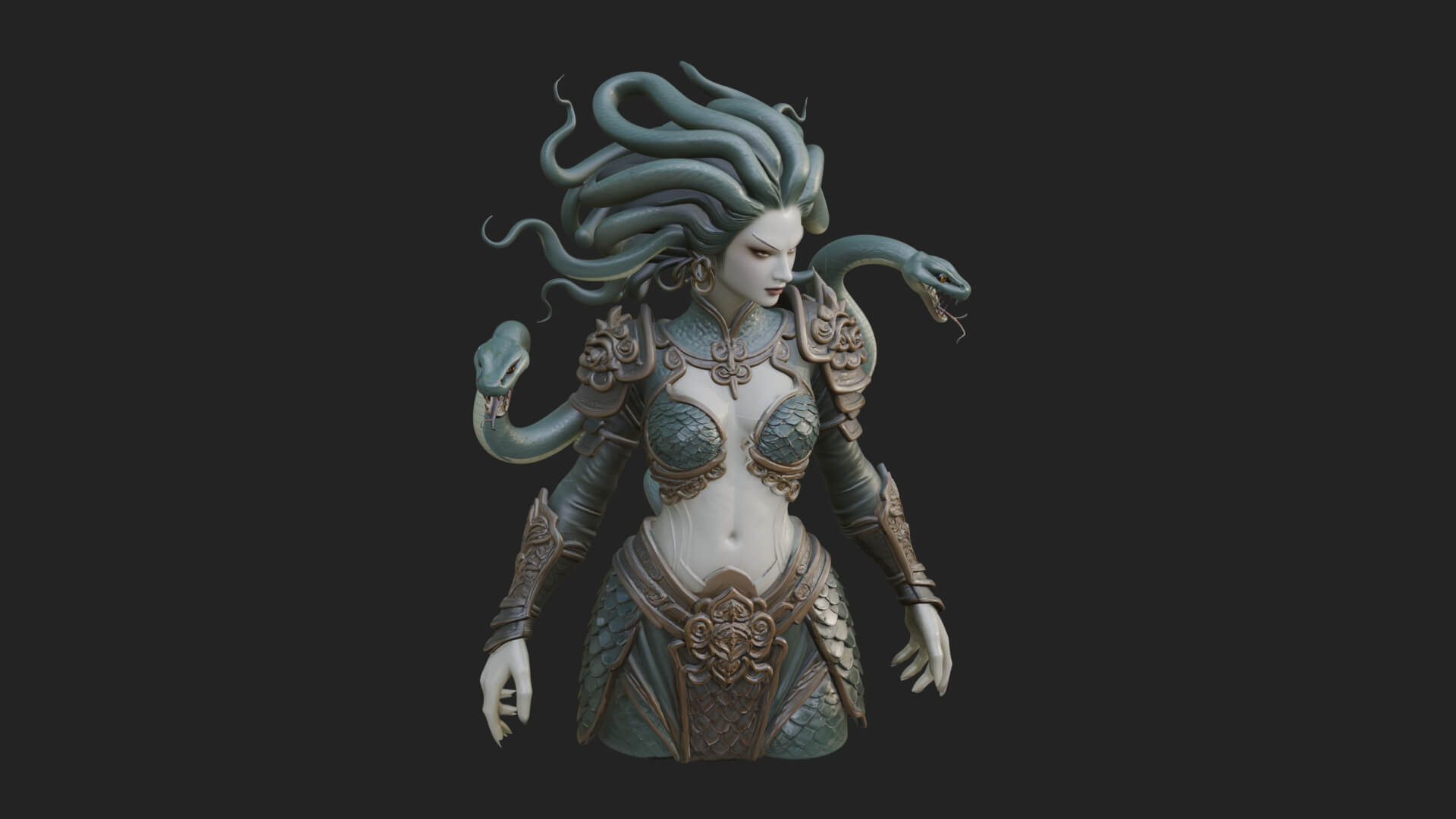 Medusa Snake Hair Statue Design 1 3D Print Model 3D Model