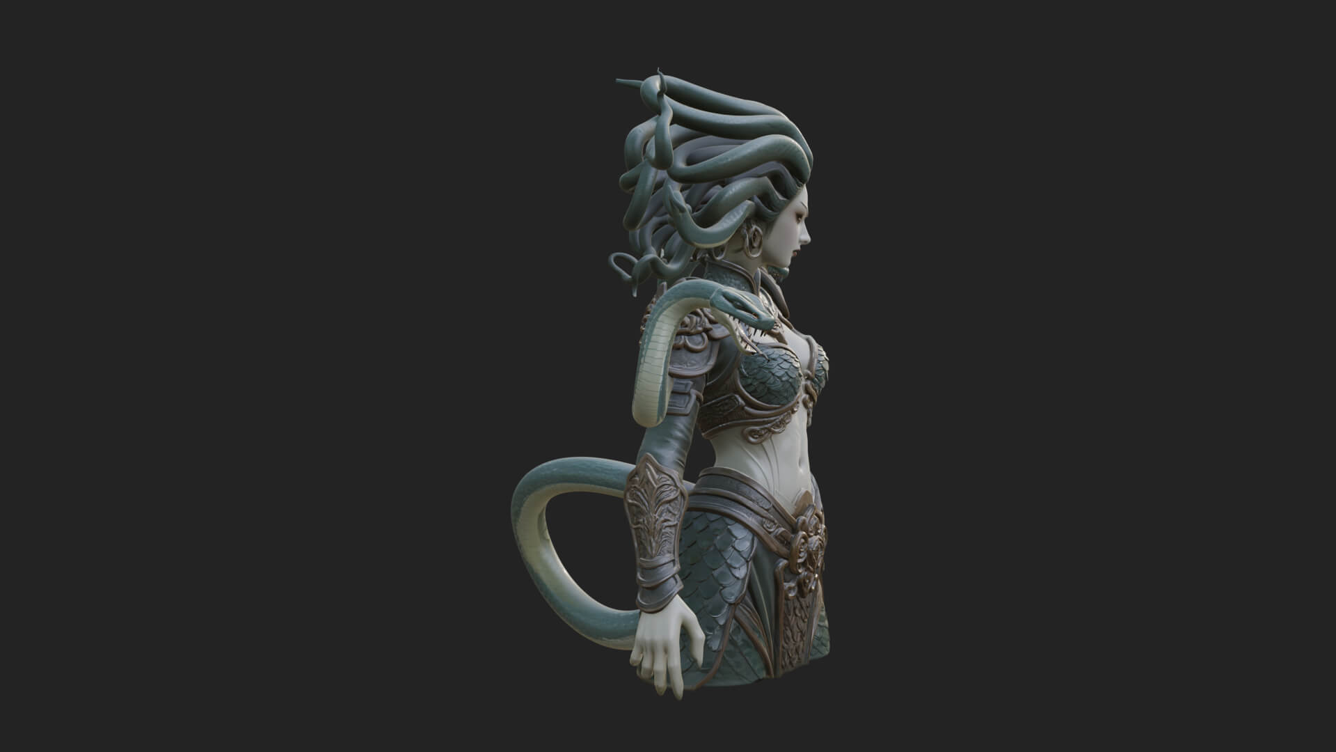 Medusa Snake Hair Statue Design 1 3D Print Model 3D Model