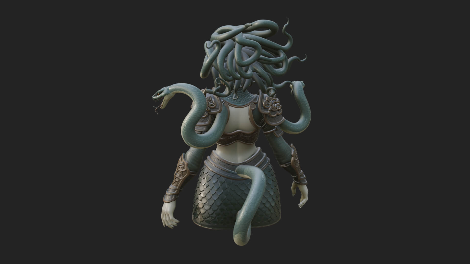 Medusa Snake Hair Statue Design 1 3D Print Model 3D Model