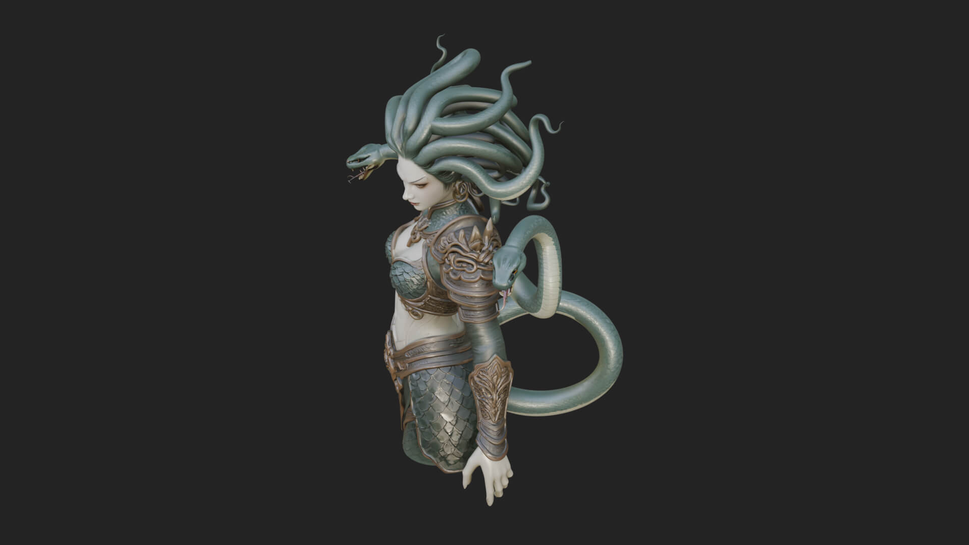 Medusa Snake Hair Statue Design 1 3D Print Model 3D Model