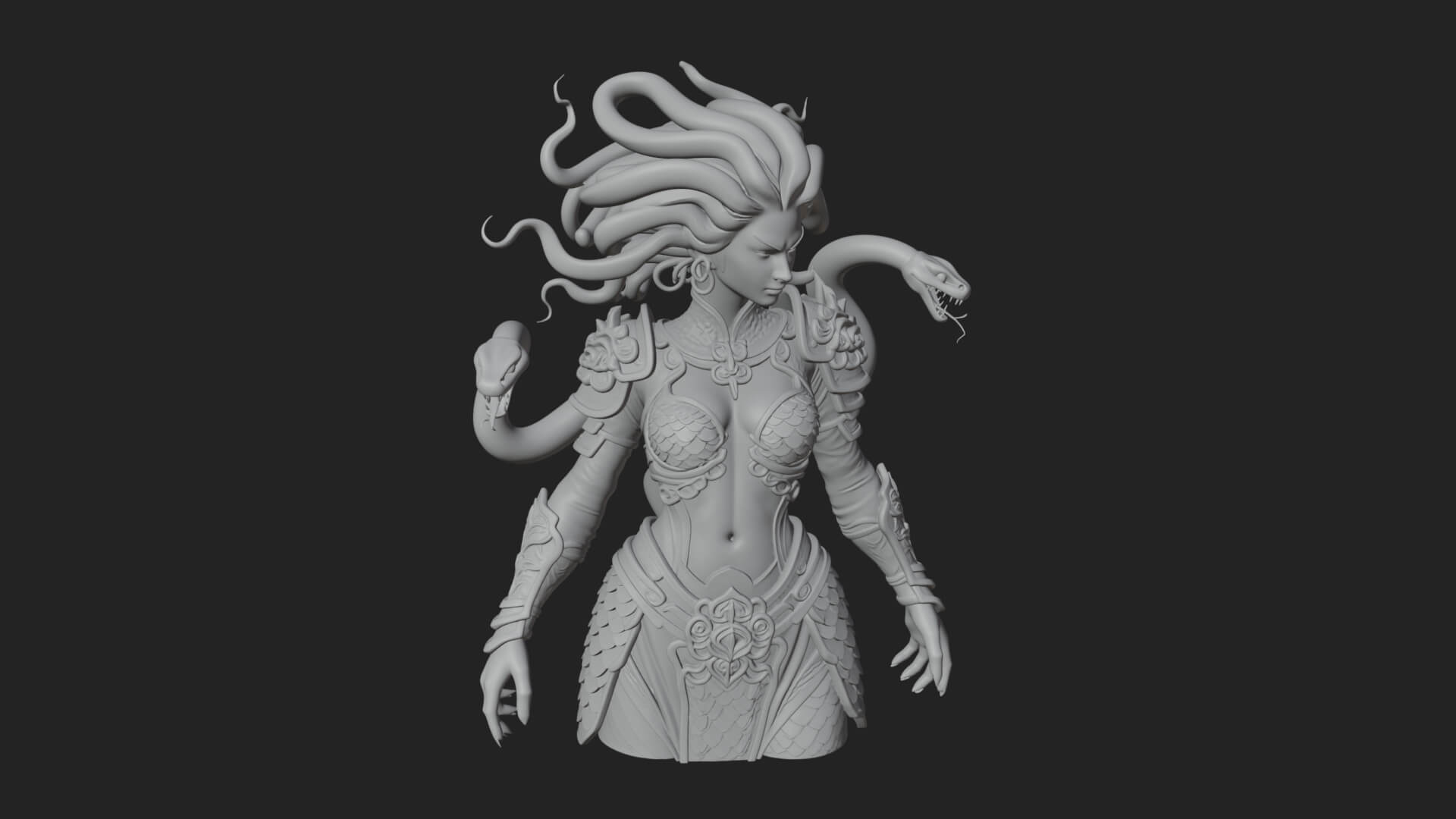 Medusa Snake Hair Statue Design 1 3D Print Model 3D Model