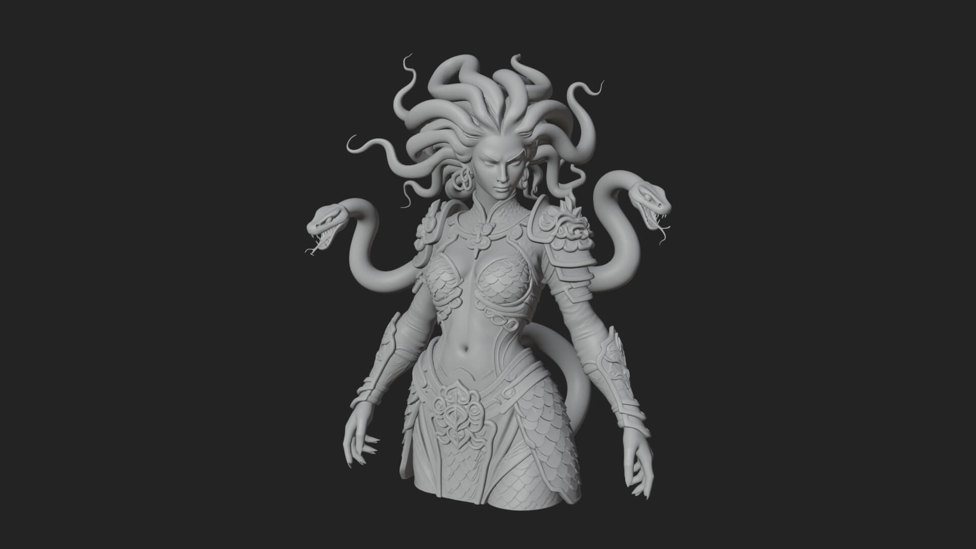 Medusa Snake Hair Statue Design 1 3D Print Model 3D Model