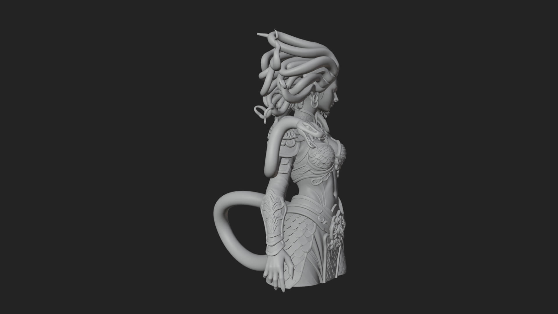 Medusa Snake Hair Statue Design 1 3D Print Model 3D Model
