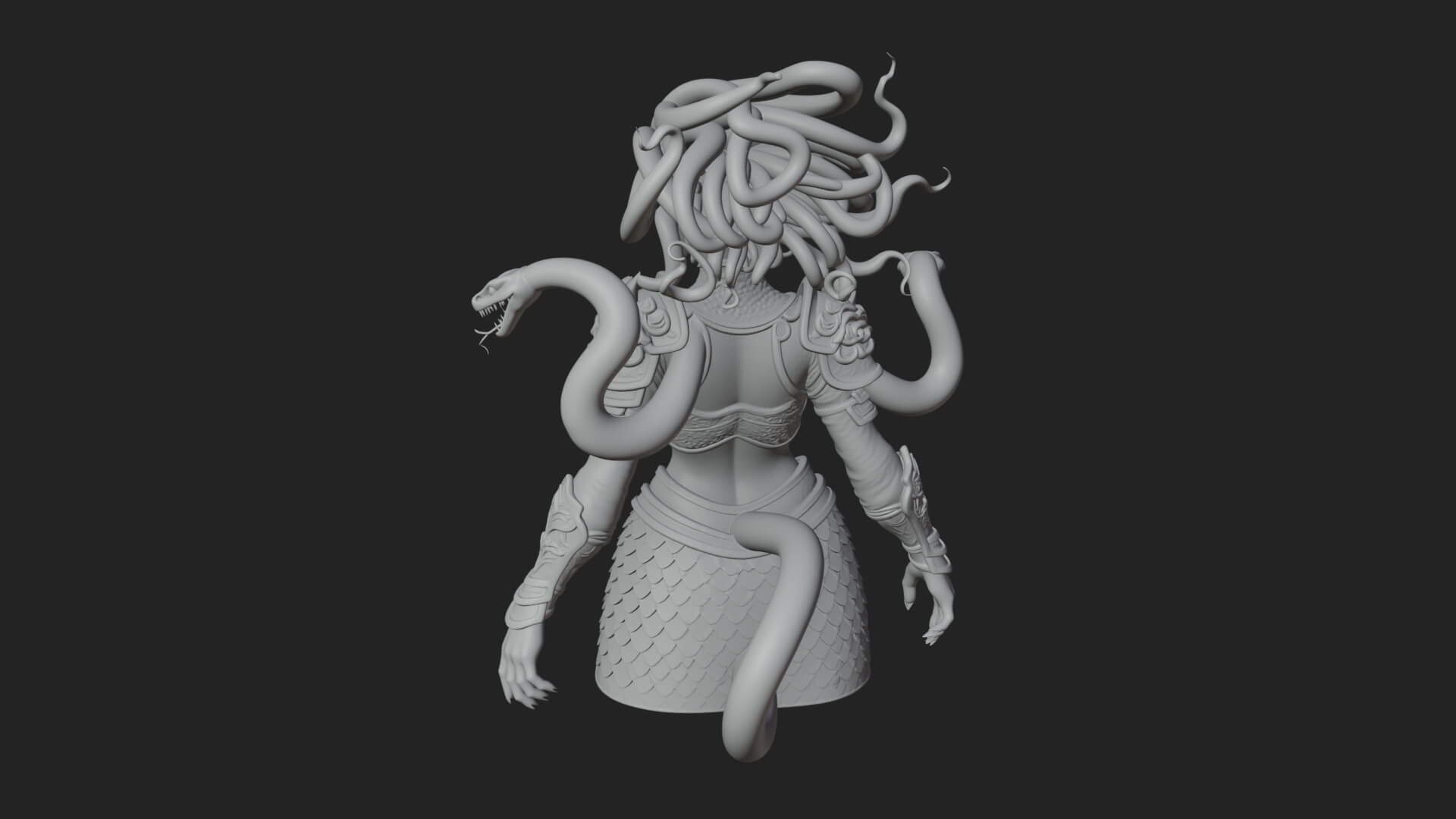 Medusa Snake Hair Statue Design 1 3D Print Model 3D Model