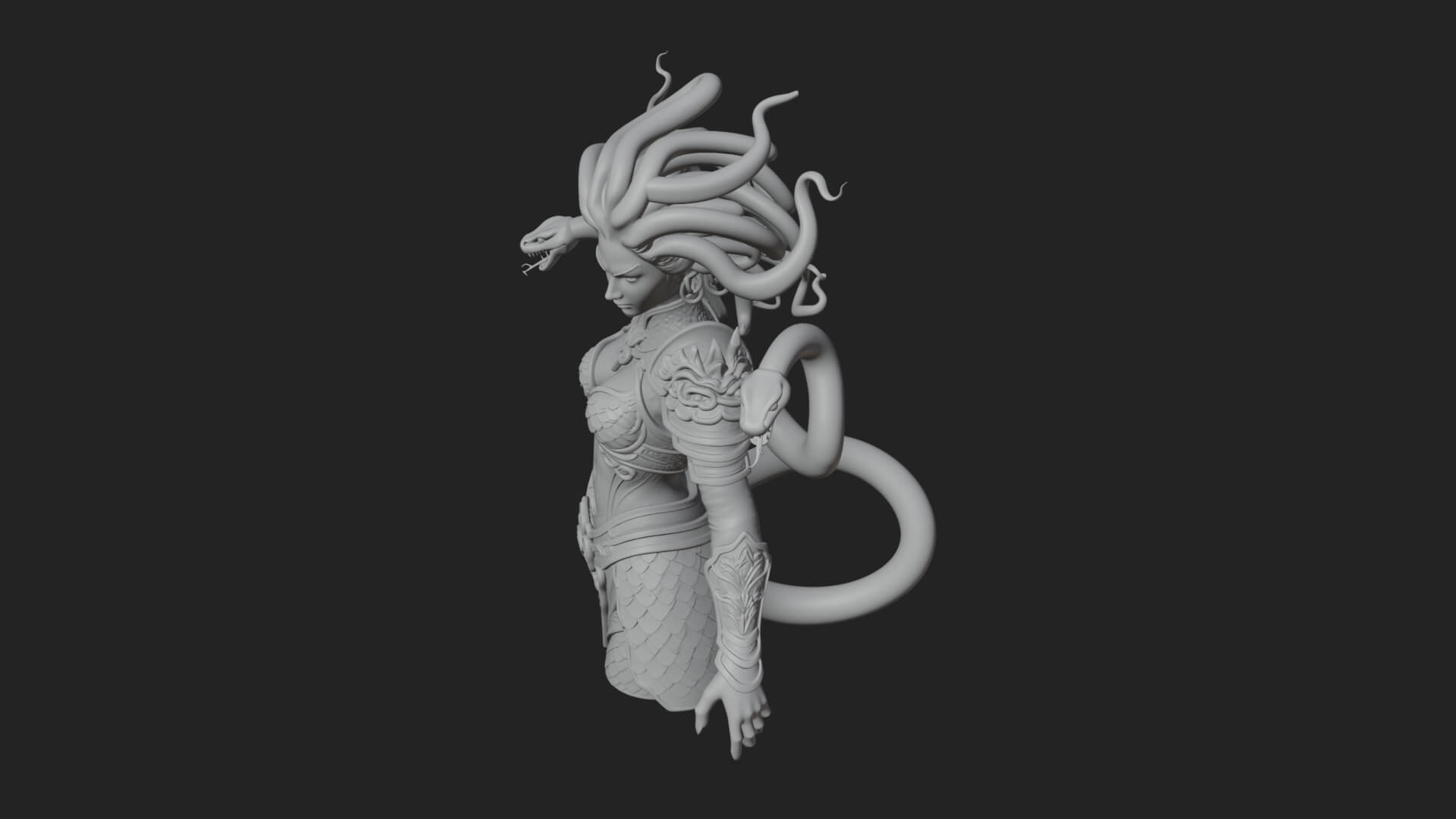 Medusa Snake Hair Statue Design 1 3D Print Model 3D Model