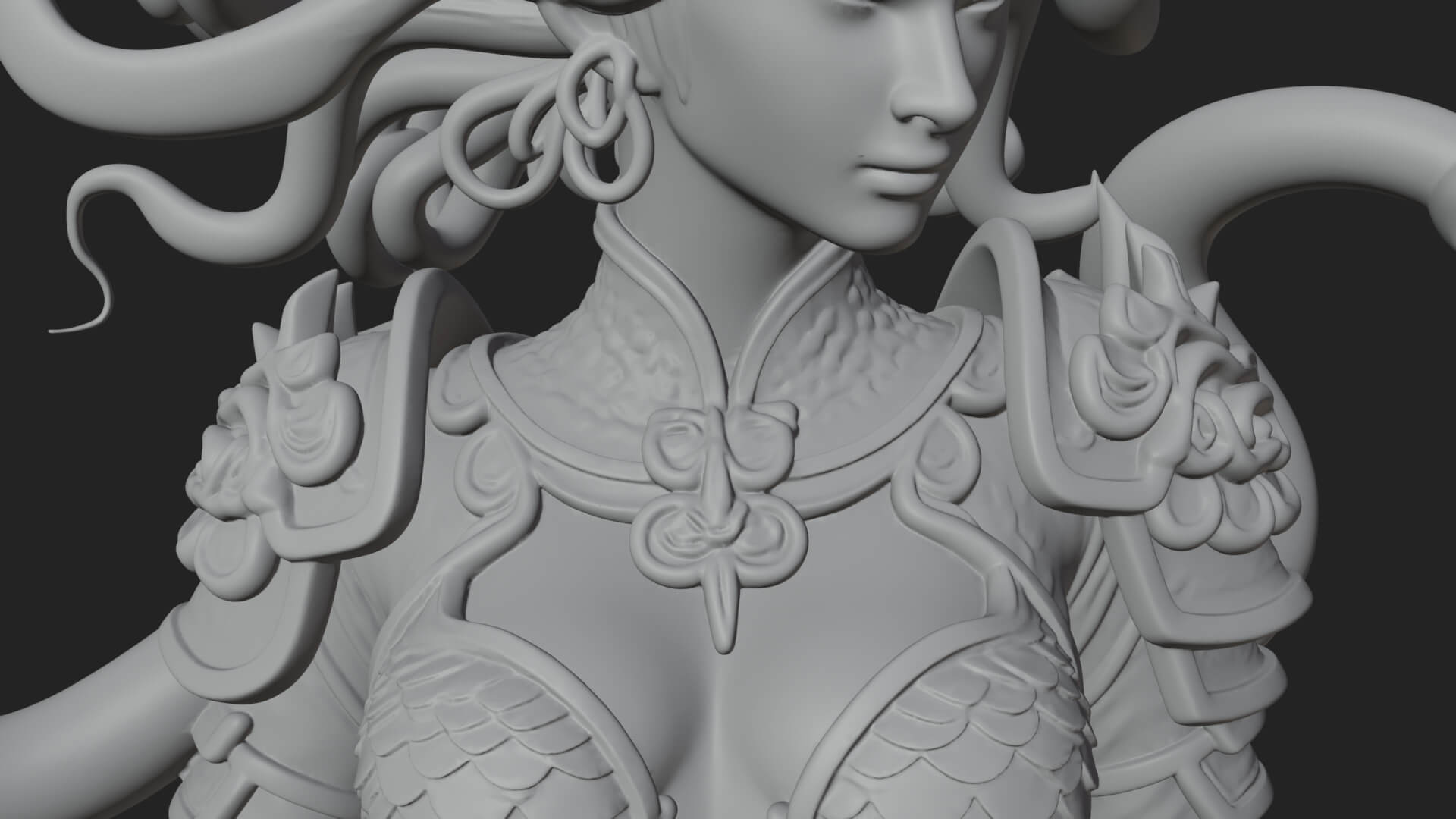 Medusa Snake Hair Statue Design 1 3D Print Model 3D Model