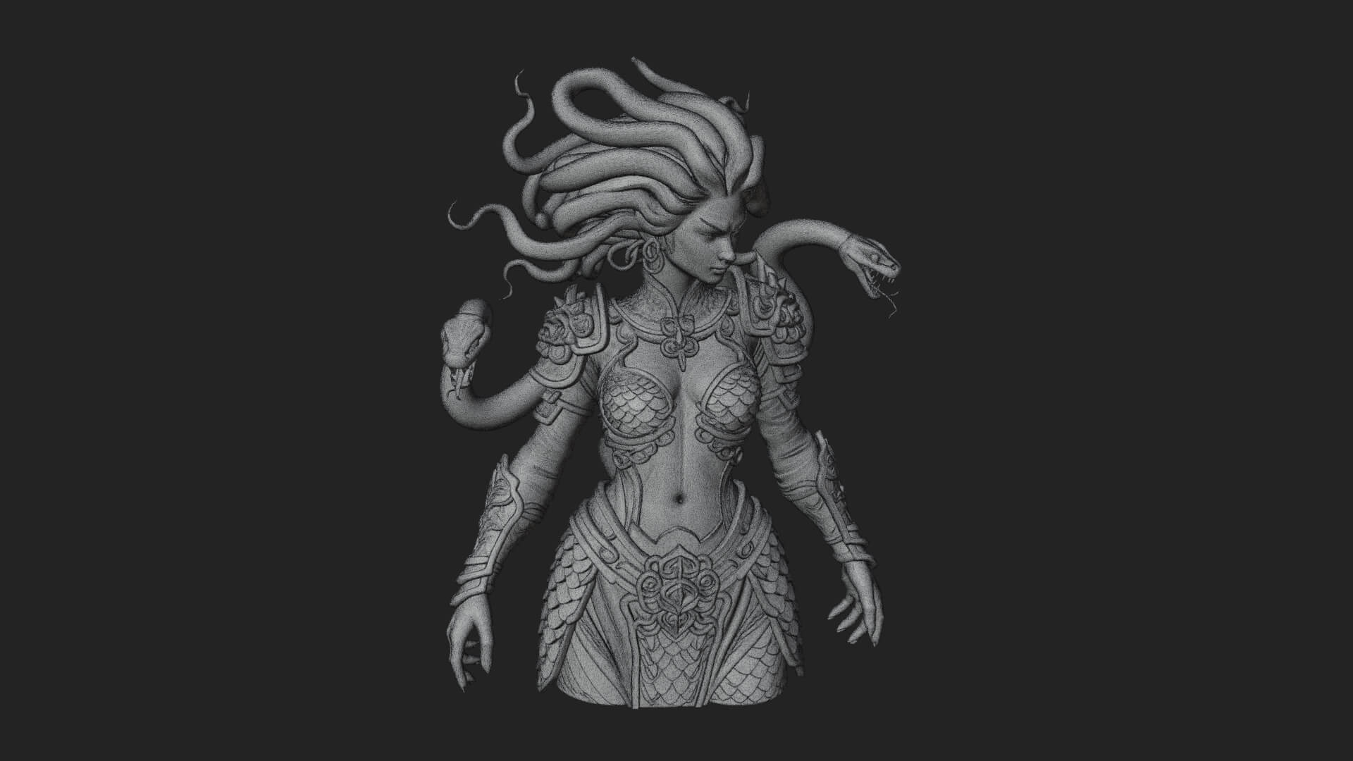 Medusa Snake Hair Statue Design 1 3D Print Model 3D Model