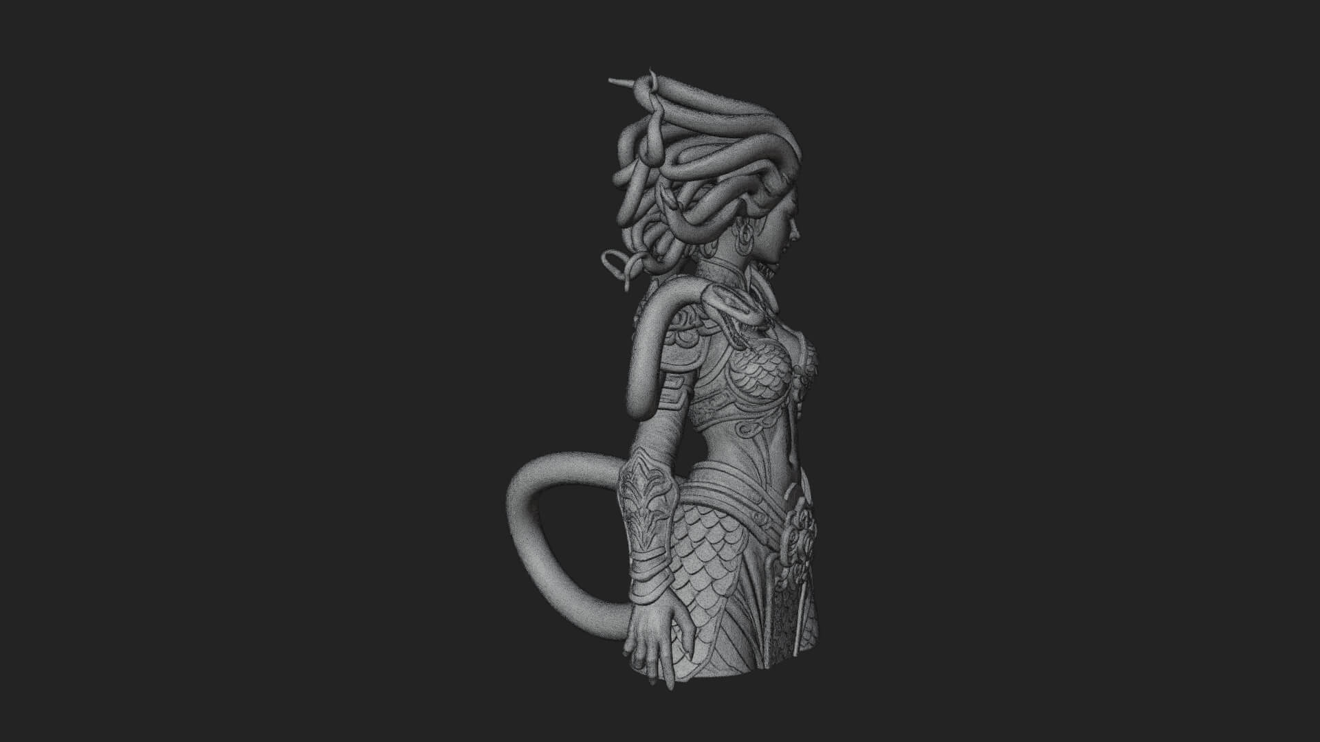 Medusa Snake Hair Statue Design 1 3D Print Model 3D Model