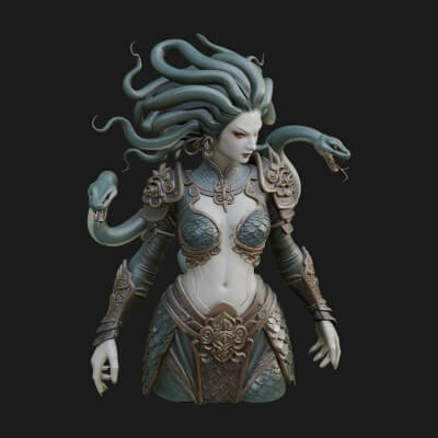 Medusa Snake Hair Statue Design 1 3D Print Model