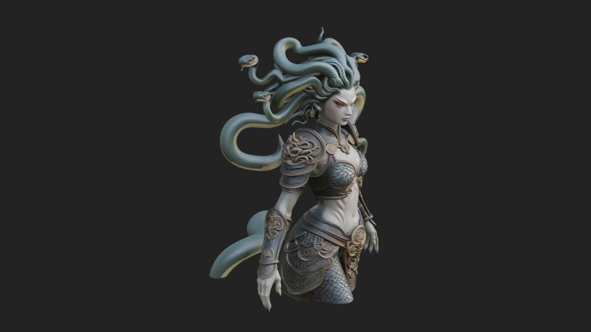 Medusa Snake Hair Statue Design 2 3D Print Model 3D Model