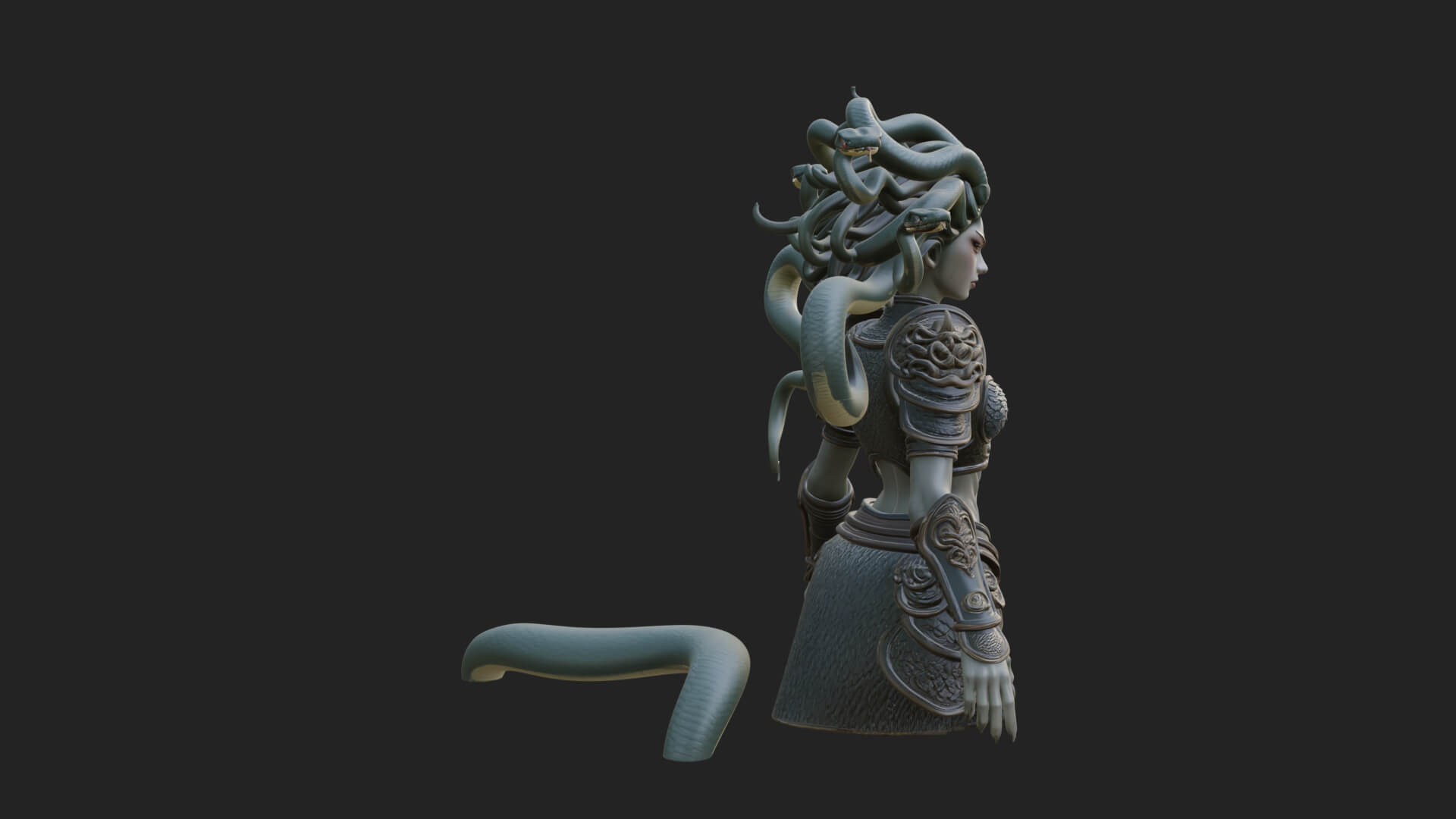 Medusa Snake Hair Statue Design 2 3D Print Model 3D Model