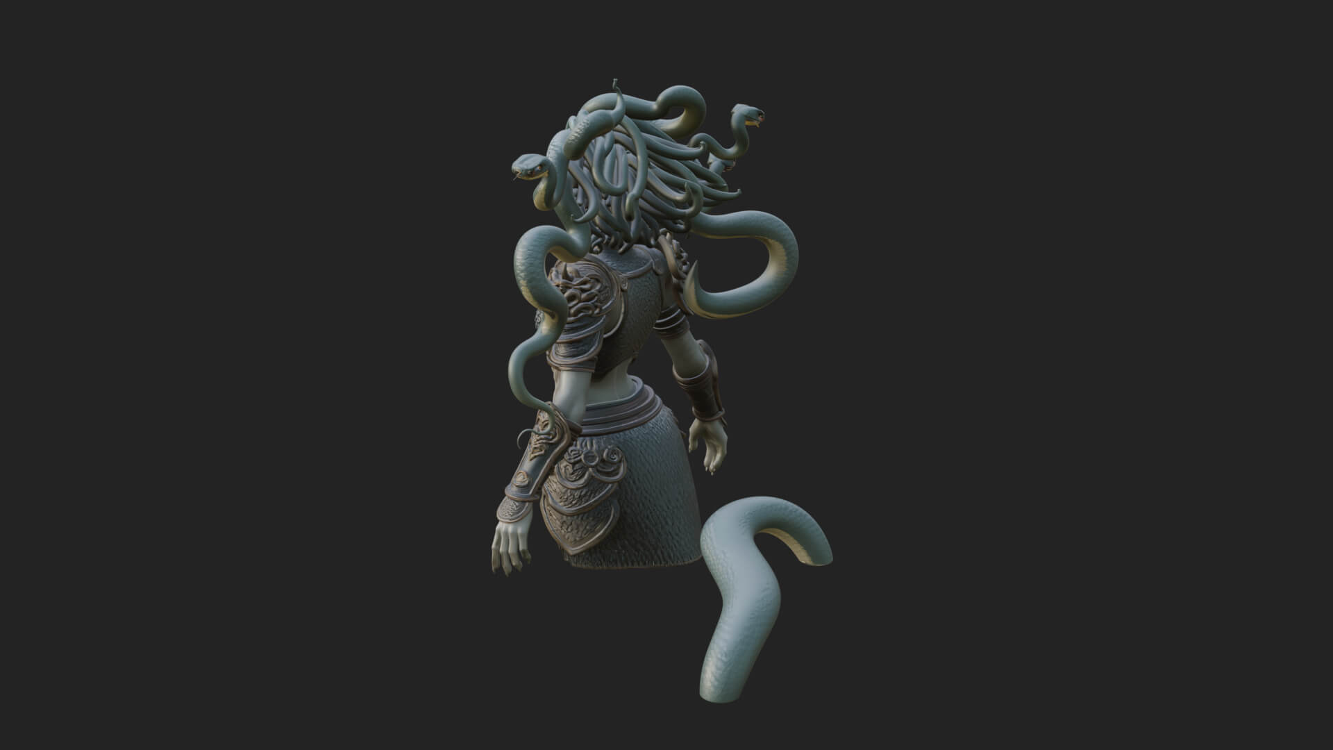 Medusa Snake Hair Statue Design 2 3D Print Model 3D Model