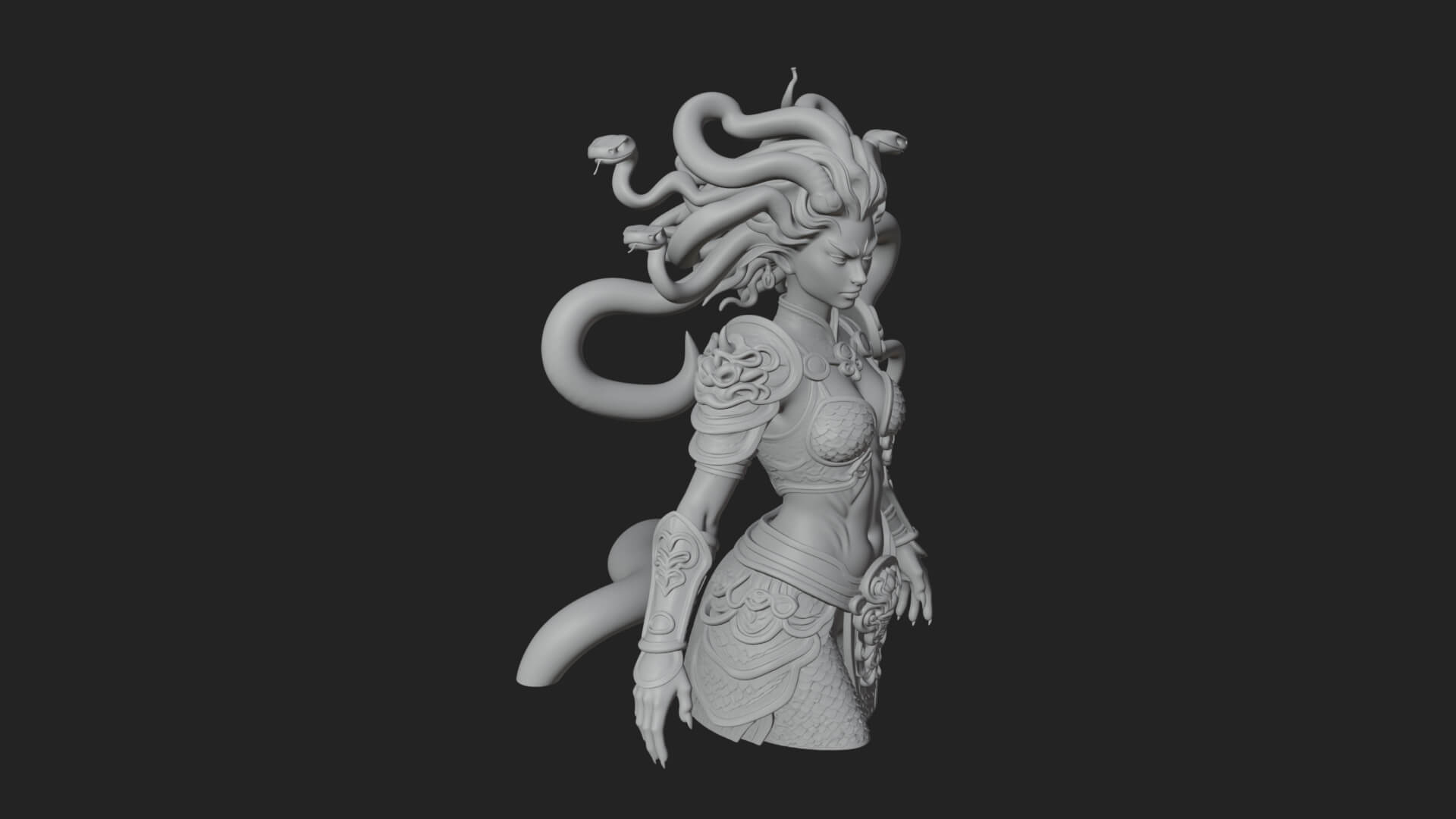 Medusa Snake Hair Statue Design 2 3D Print Model 3D Model
