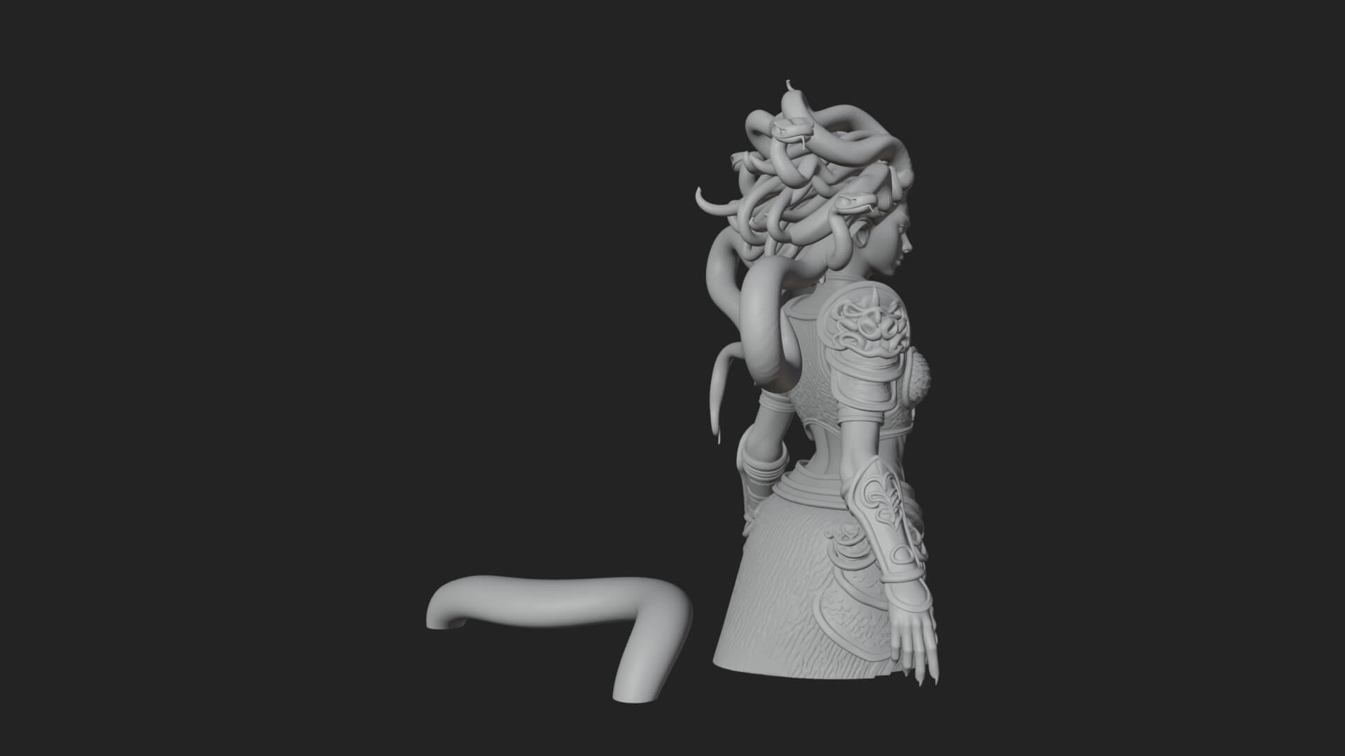 Medusa Snake Hair Statue Design 2 3D Print Model 3D Model