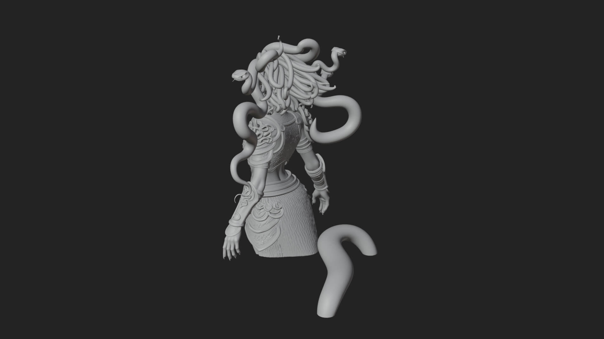 Medusa Snake Hair Statue Design 2 3D Print Model 3D Model