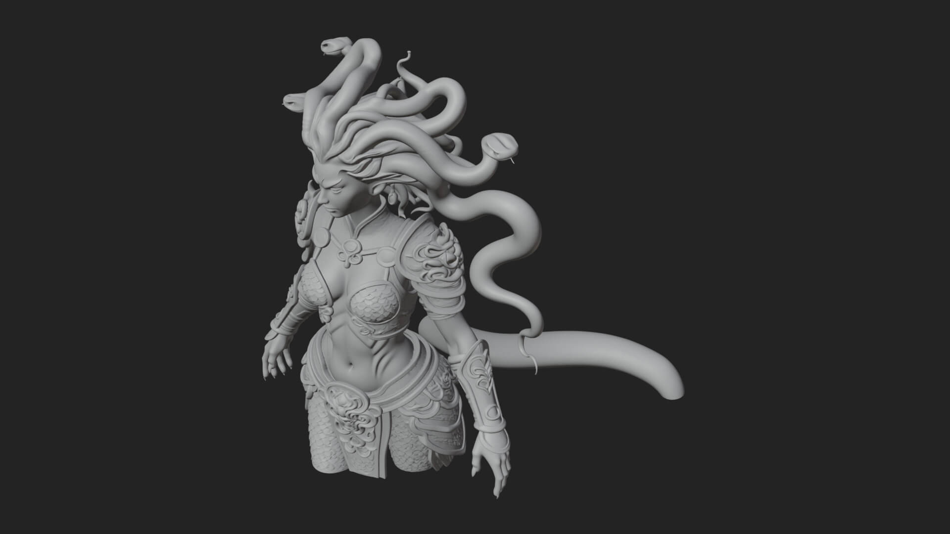 Medusa Snake Hair Statue Design 2 3D Print Model 3D Model