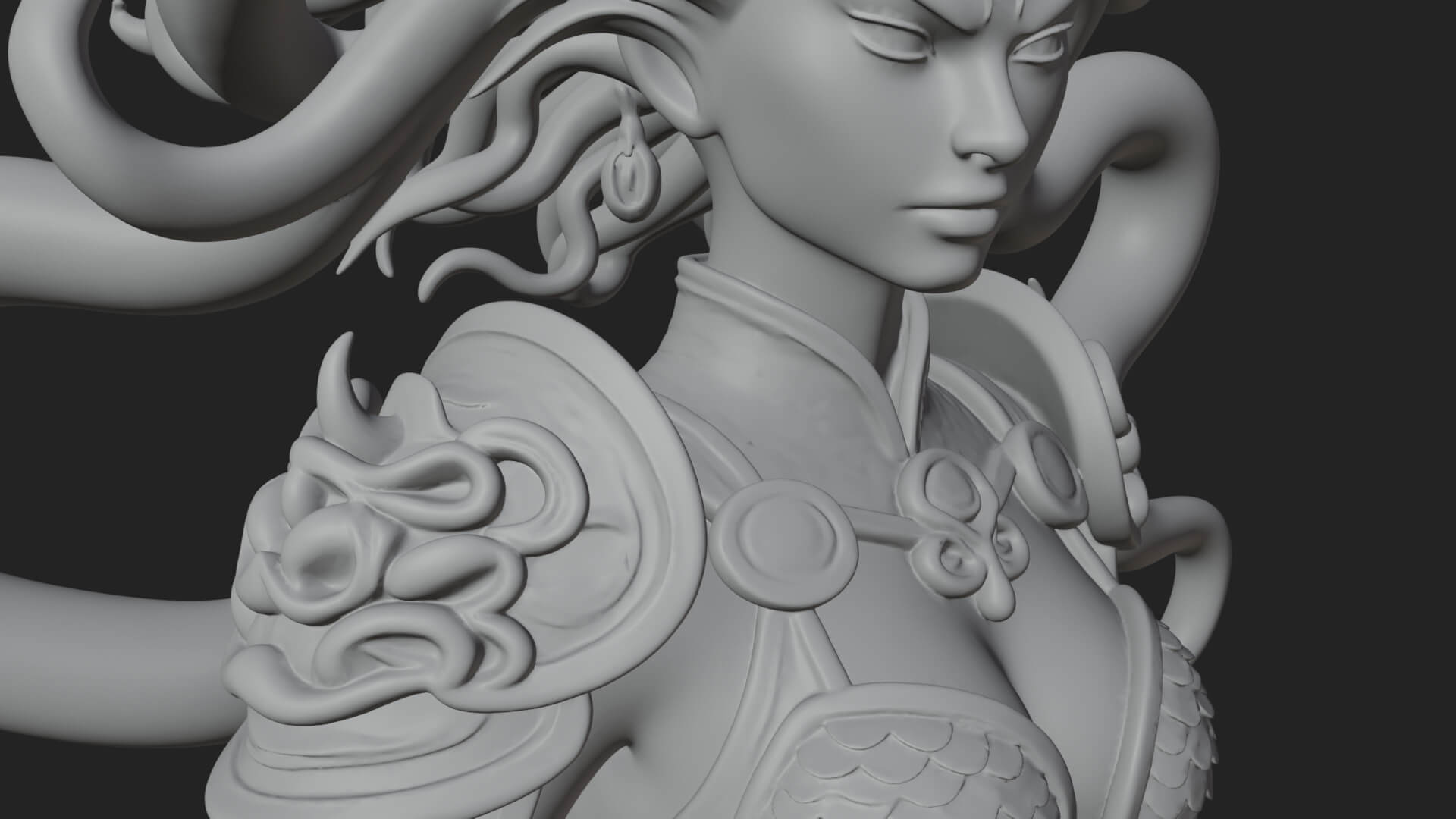 Medusa Snake Hair Statue Design 2 3D Print Model 3D Model