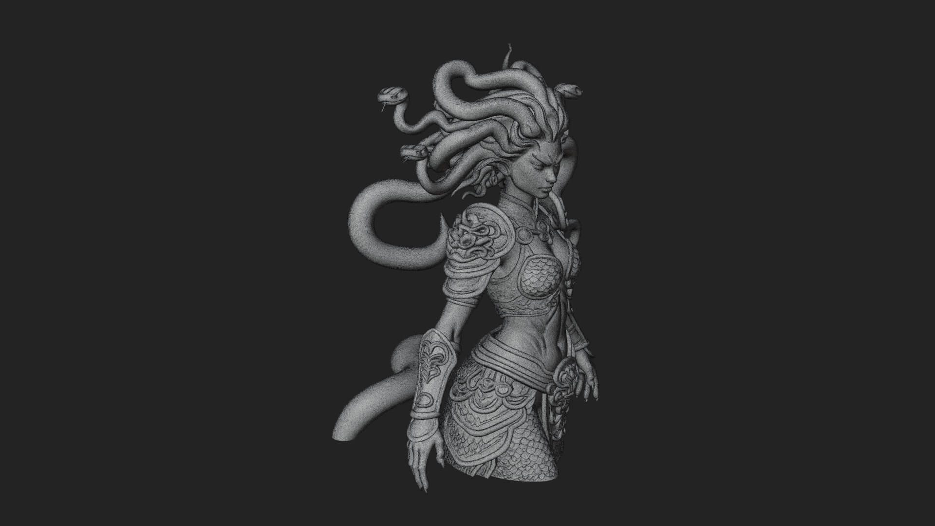 Medusa Snake Hair Statue Design 2 3D Print Model 3D Model