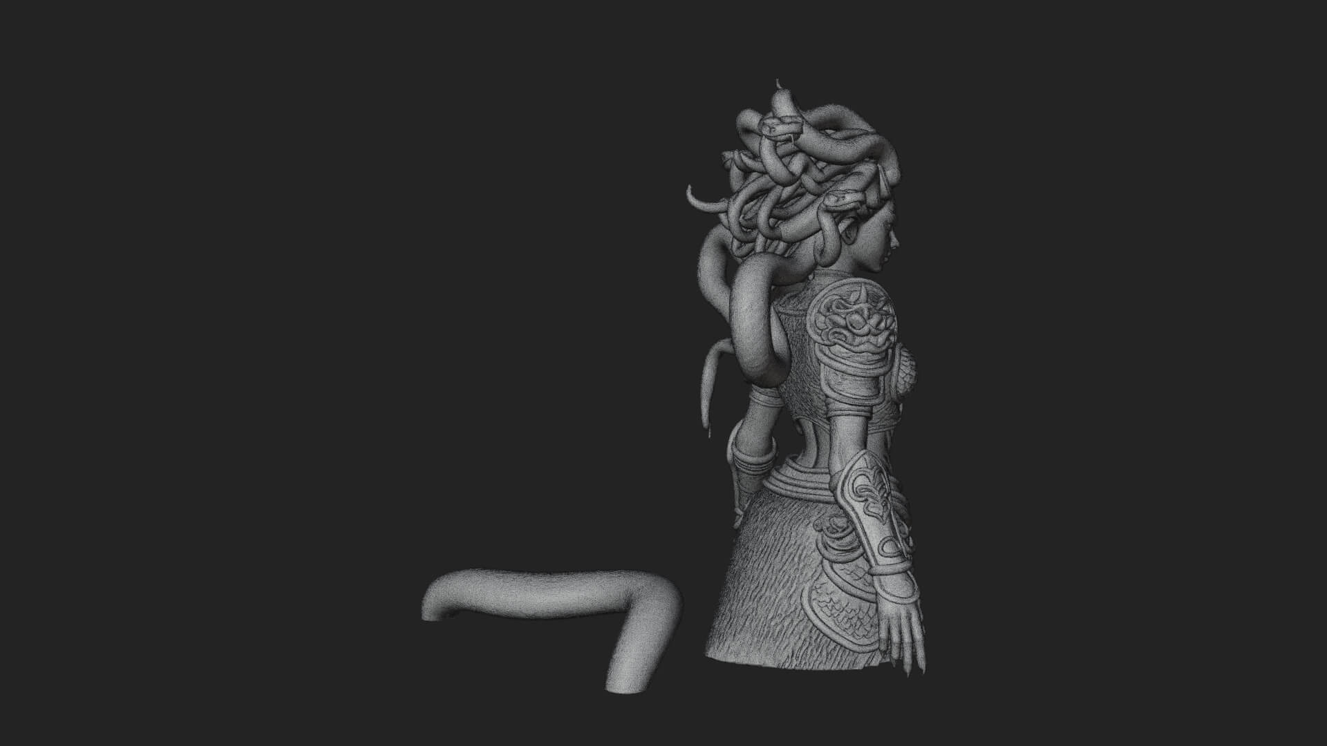 Medusa Snake Hair Statue Design 2 3D Print Model 3D Model
