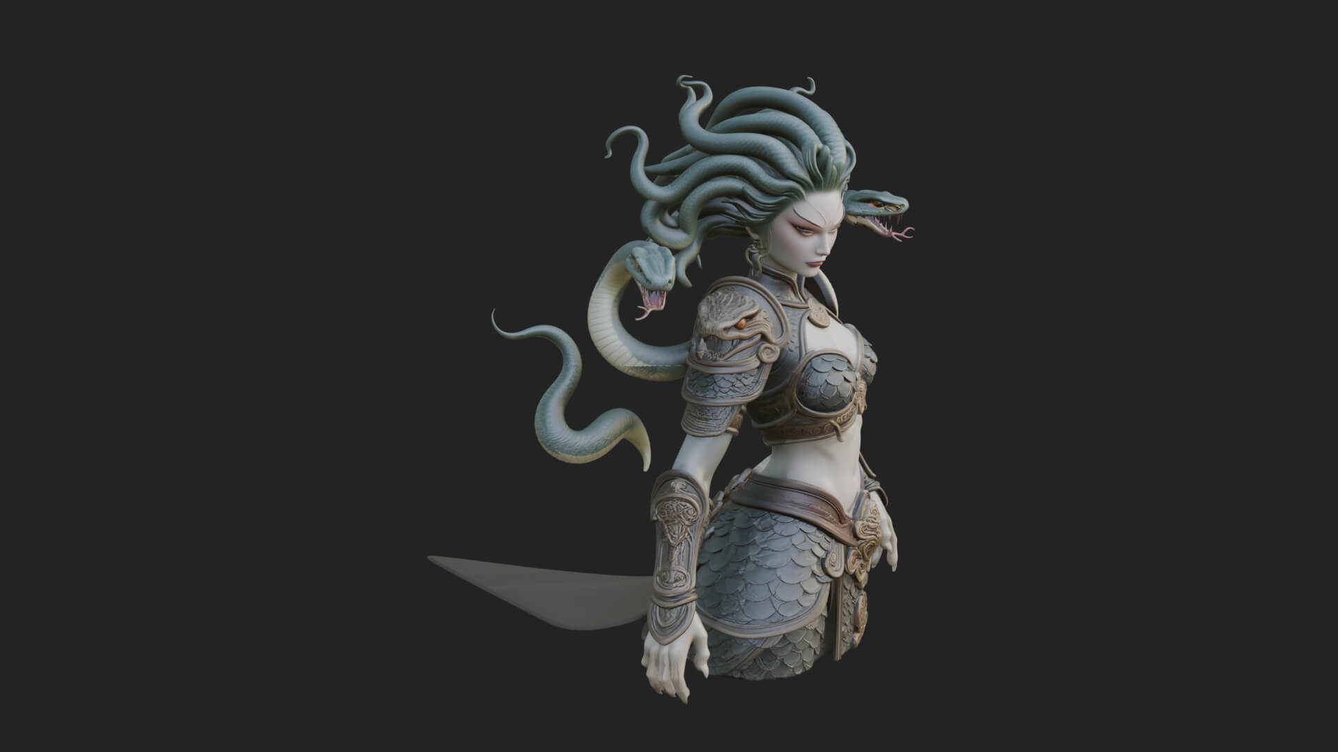 Medusa Snake Hair Statue Design 3 3D Print Model 3D Model
