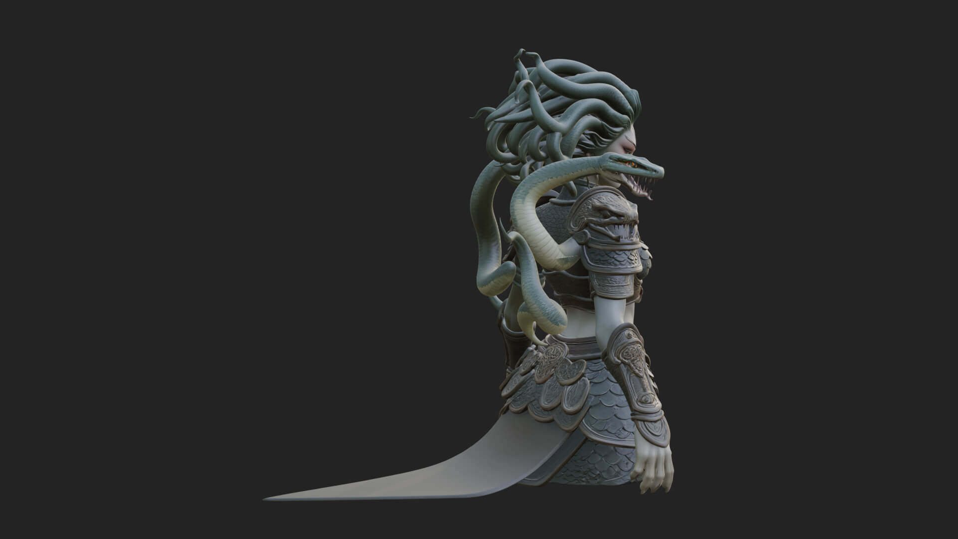 Medusa Snake Hair Statue Design 3 3D Print Model 3D Model