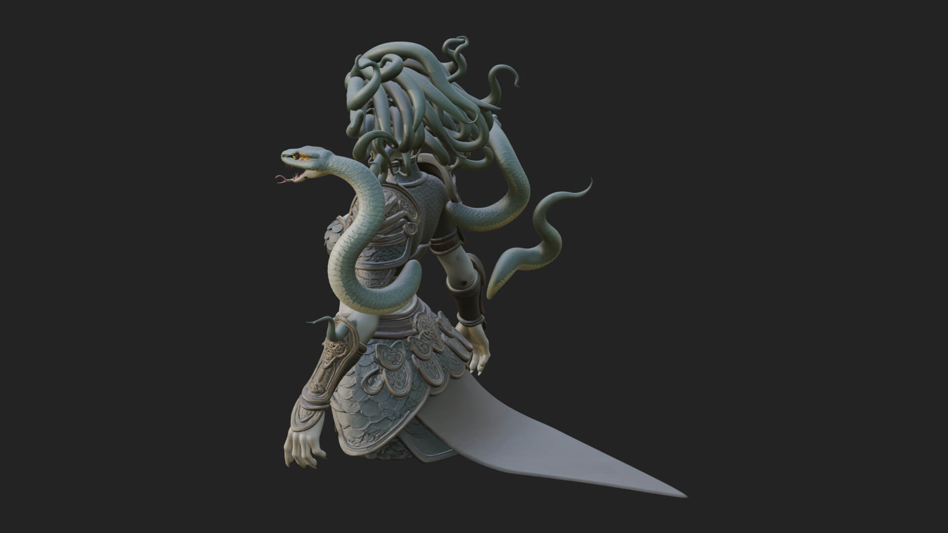 Medusa Snake Hair Statue Design 3 3D Print Model 3D Model