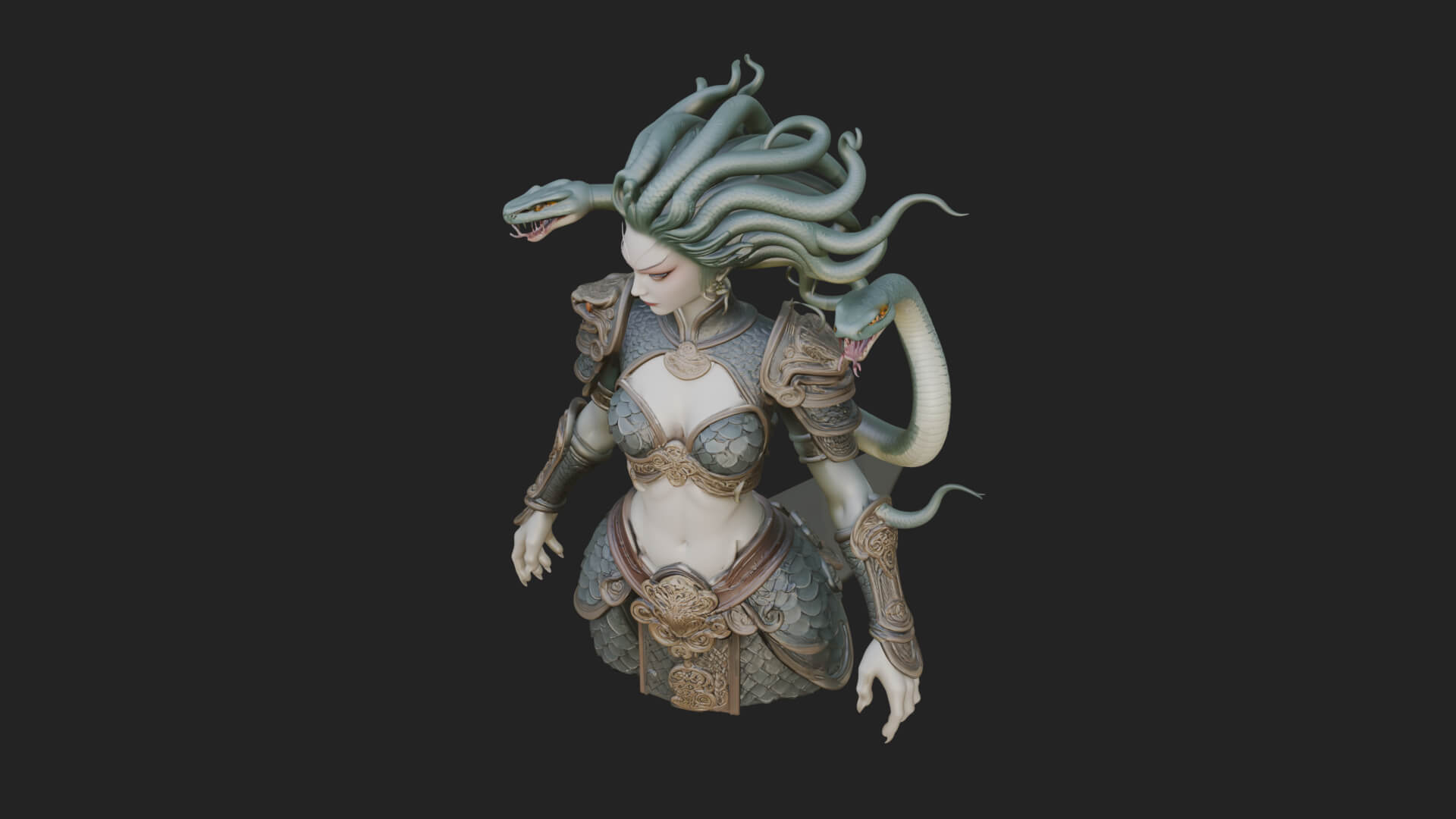 Medusa Snake Hair Statue Design 3 3D Print Model 3D Model